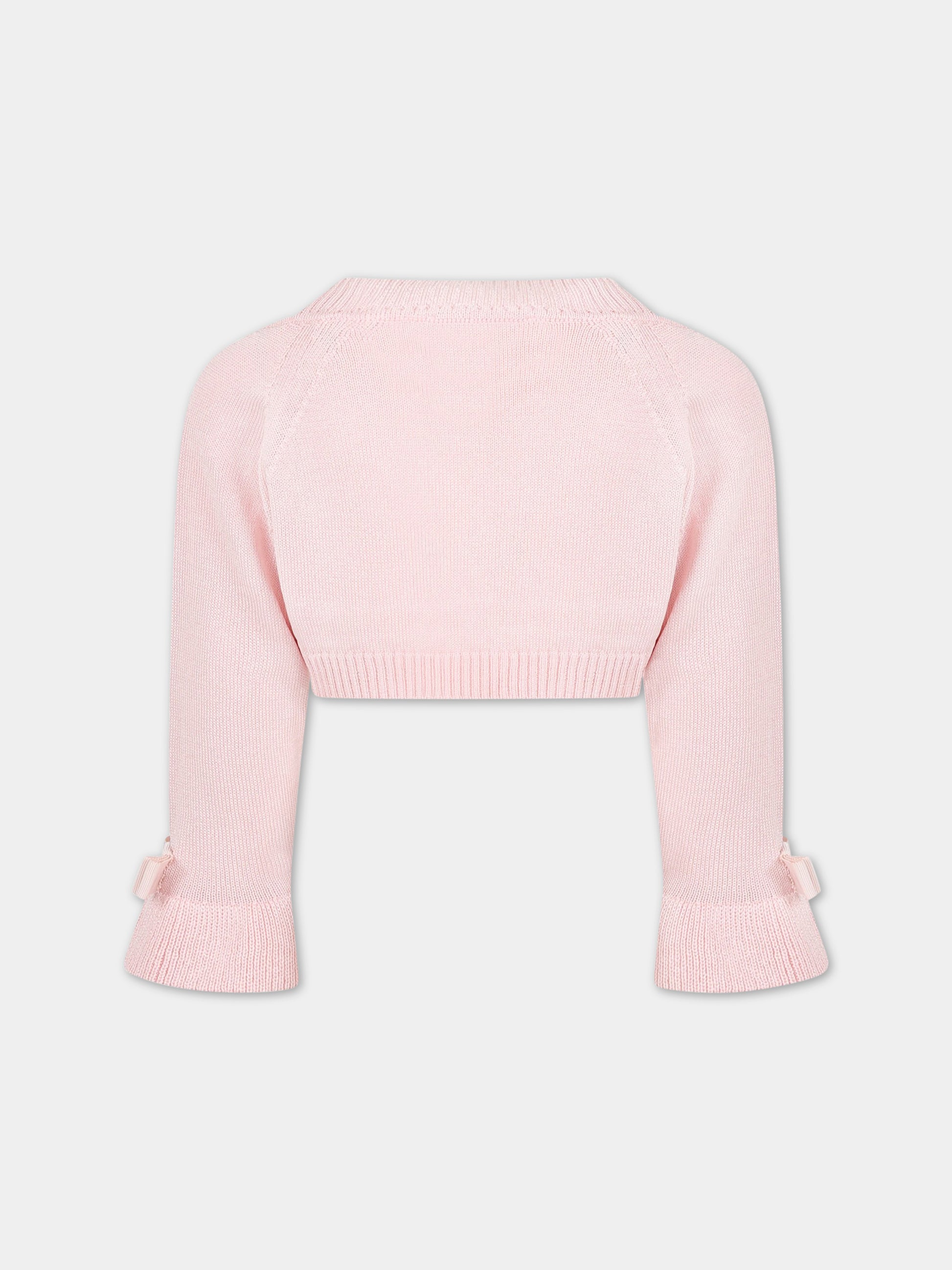 Coprispalla rosa per bambina con fiocco,Raffaella,COC/VOL