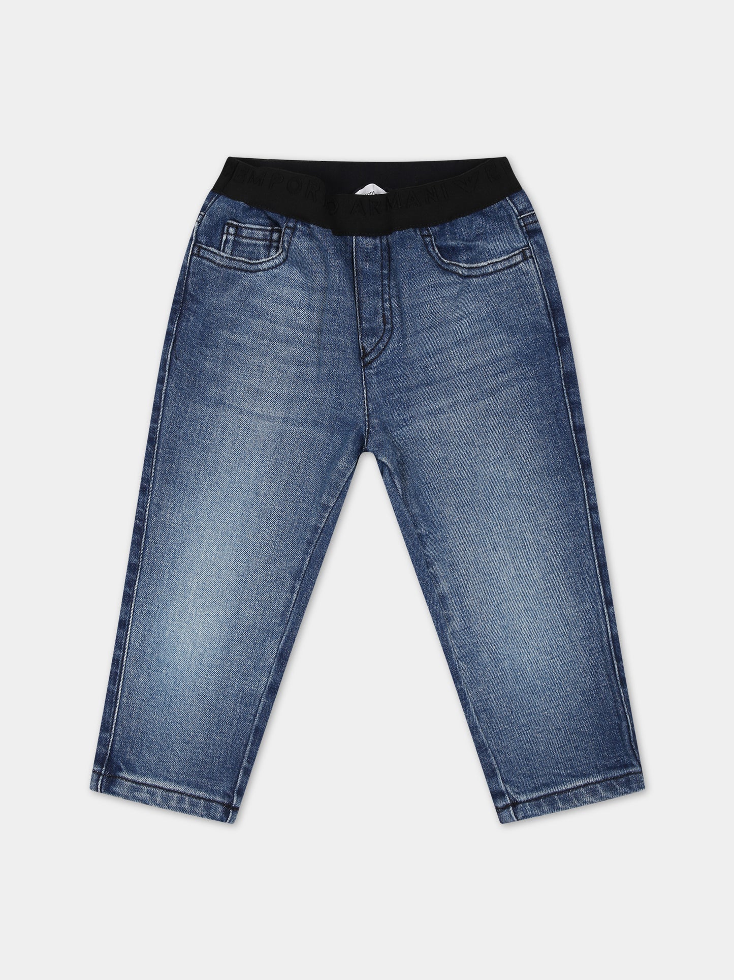 Jeans blu per neonato con logo,Armani Junior,6RHJ07 4D3UZ 0944