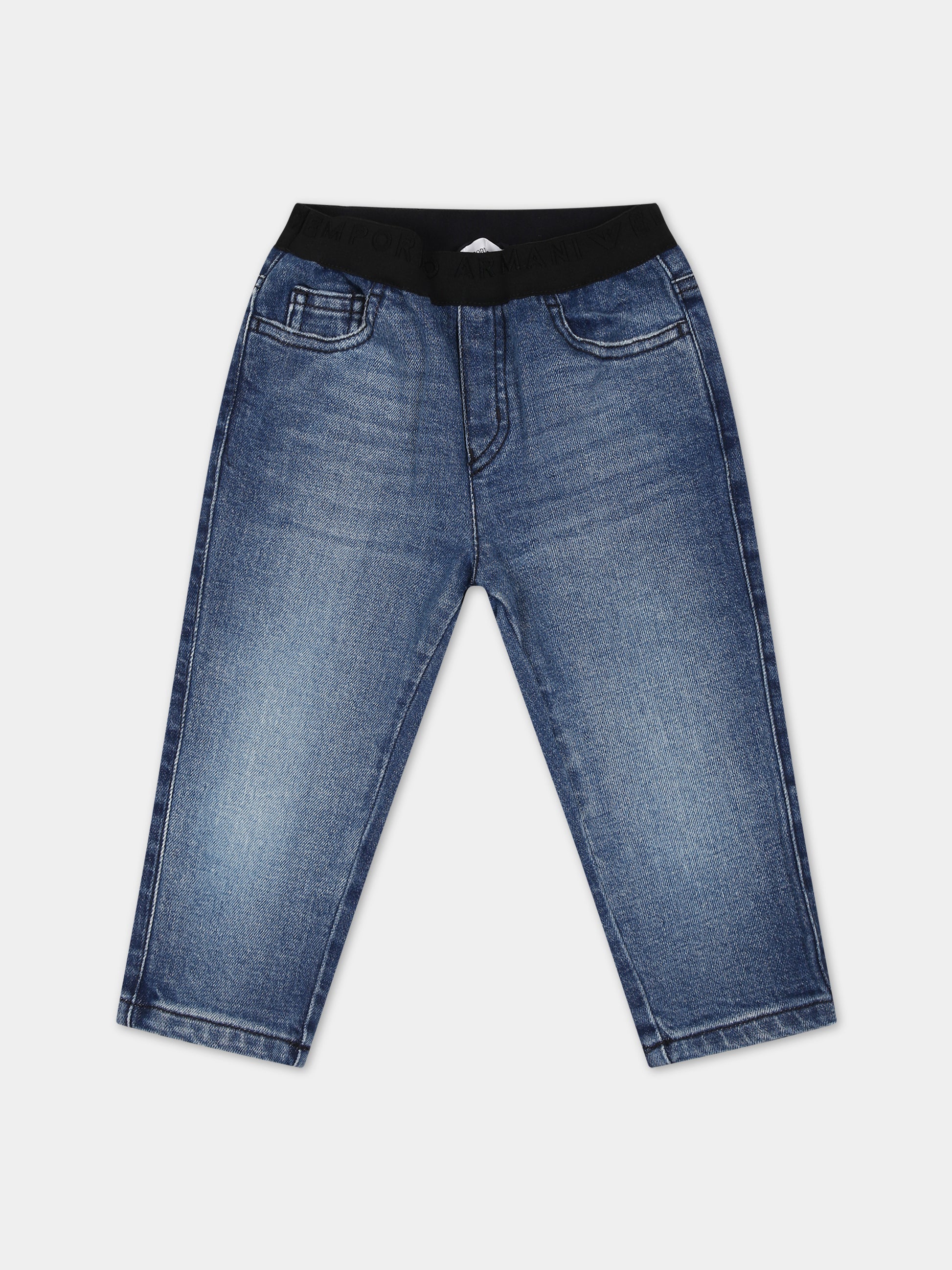 Jeans blu per neonato con logo,Armani Junior,6RHJ07 4D3UZ 0944