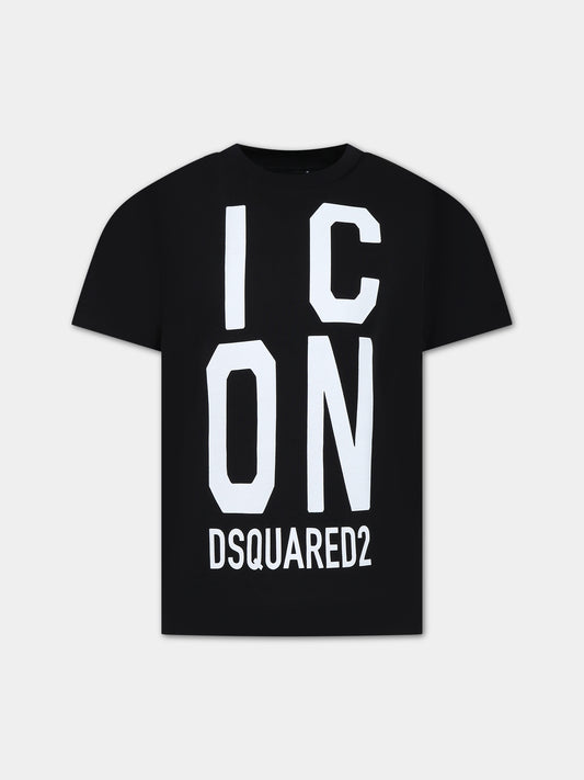 T-shirt nera per bambino con logo,Dsquared2,DQ2036 D00MV DQ900
