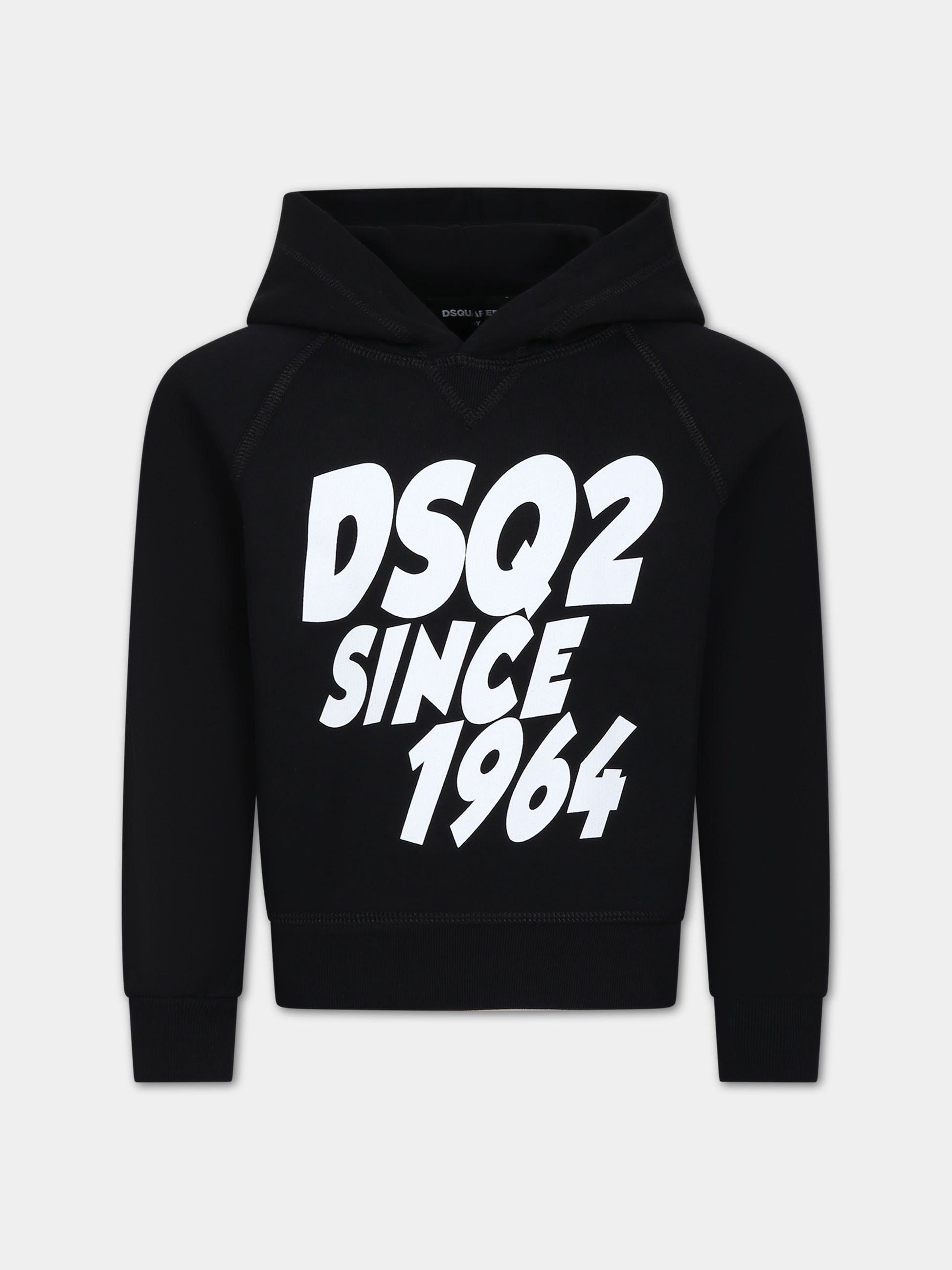 Felpa nera per bambino con logo,Dsquared2,DQ1954 D003G DQ900