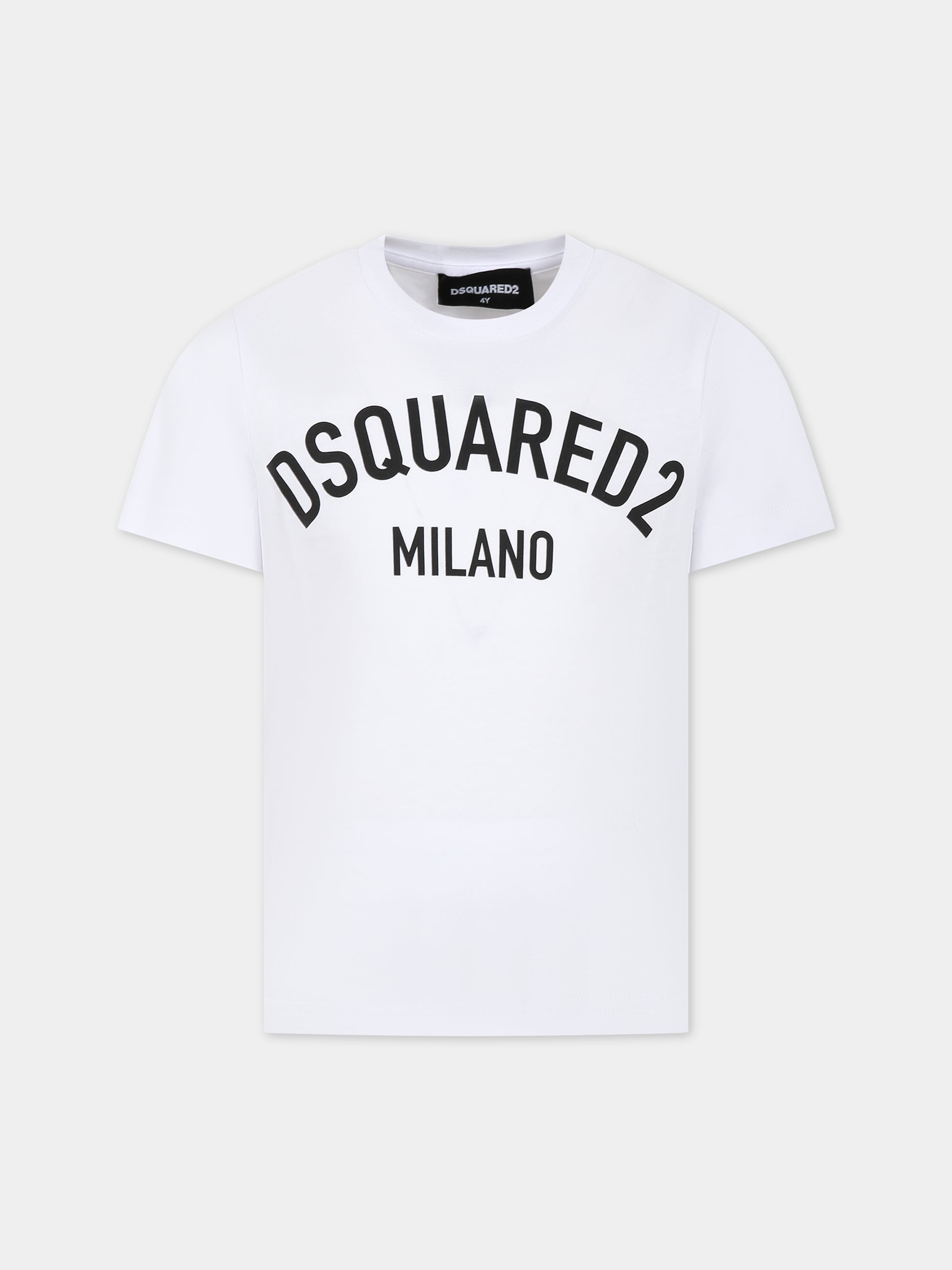 T-shirt bianca per bambino con logo,Dsquared2,DQ1983 D00MV DQ100