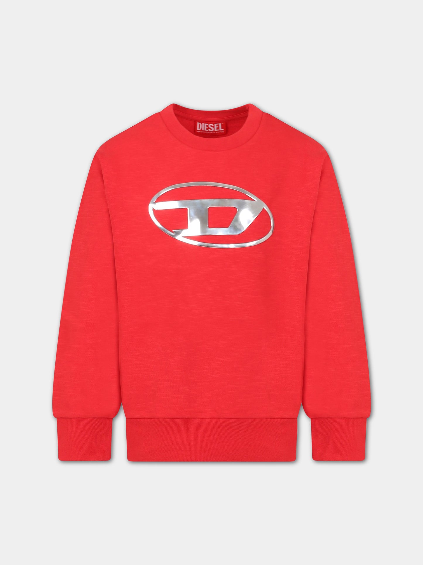 Felpa rossa per bambino con logo,Diesel,J00840 0NBAY K438