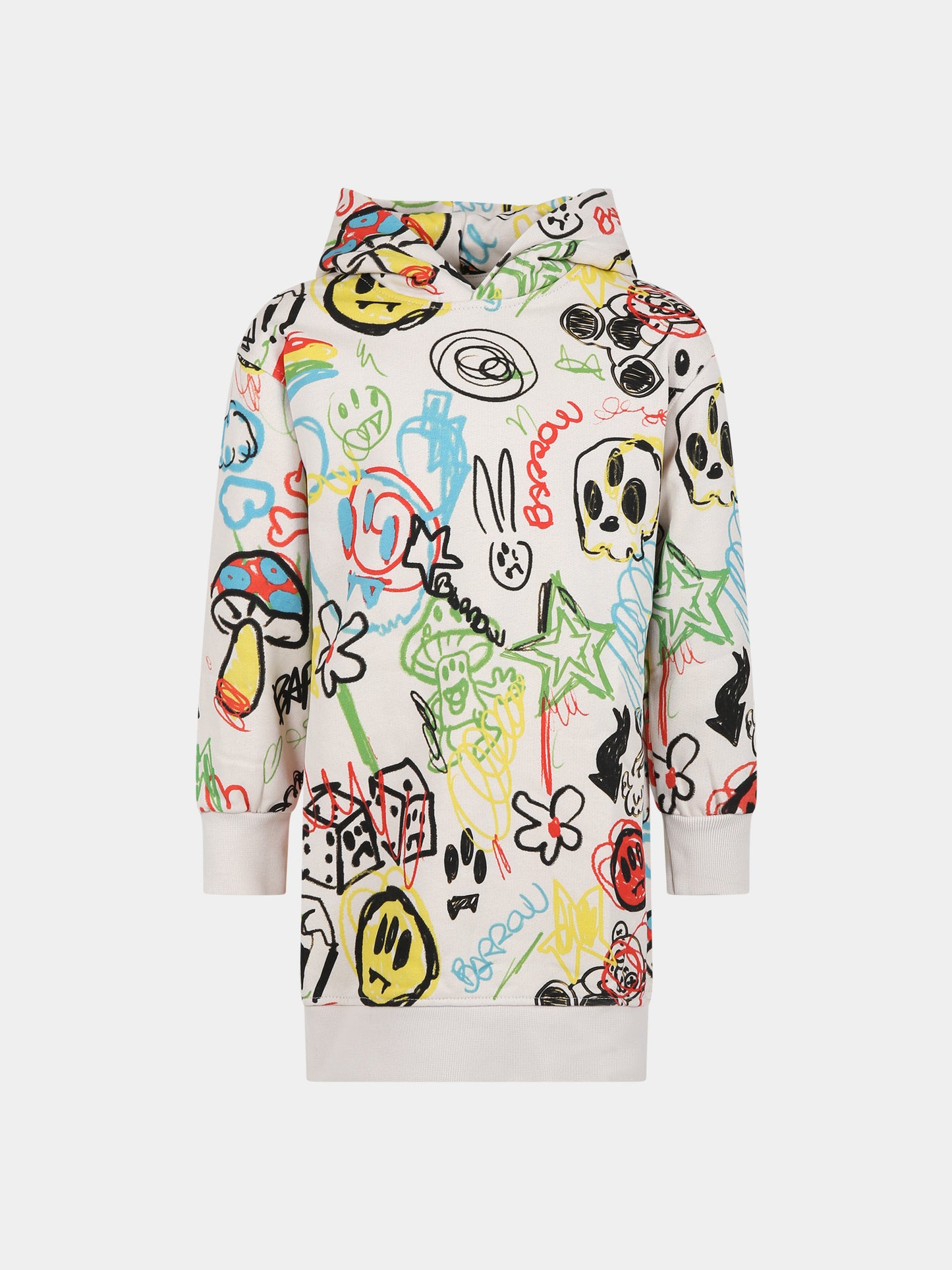 Vestito avorio per bambina con logo e stampa,Barrow,F3BKJGDR008 BW009