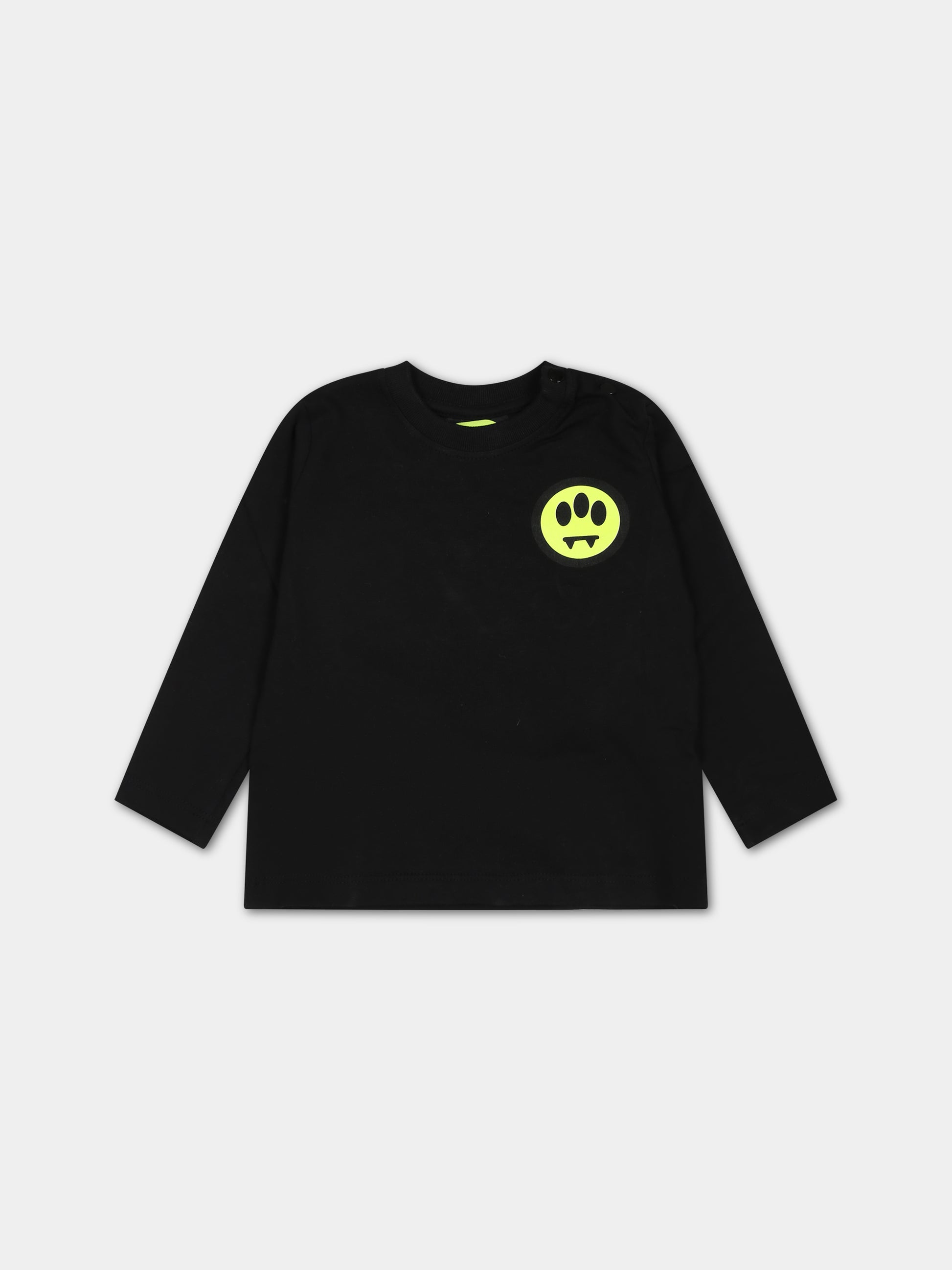 T-shirt nera per neonati con logo e smile,Barrow,F3BKUNTH128 110