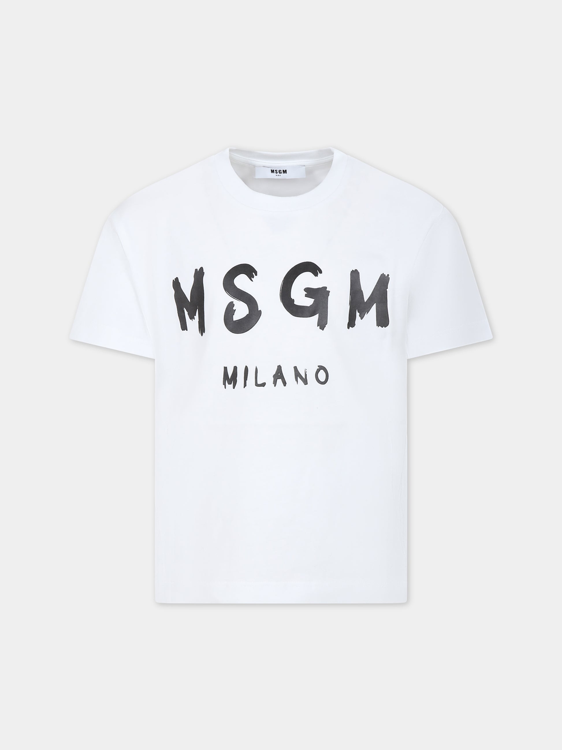T-shirt bianca per bambini con logo,Msgm Kids,F3MSJUTH011 001