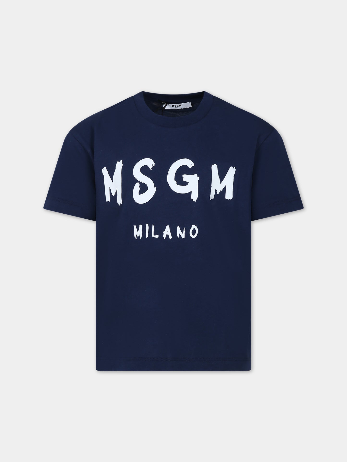 T-shirt blu per bambini con logo,Msgm Kids,F3MSJUTH011 060