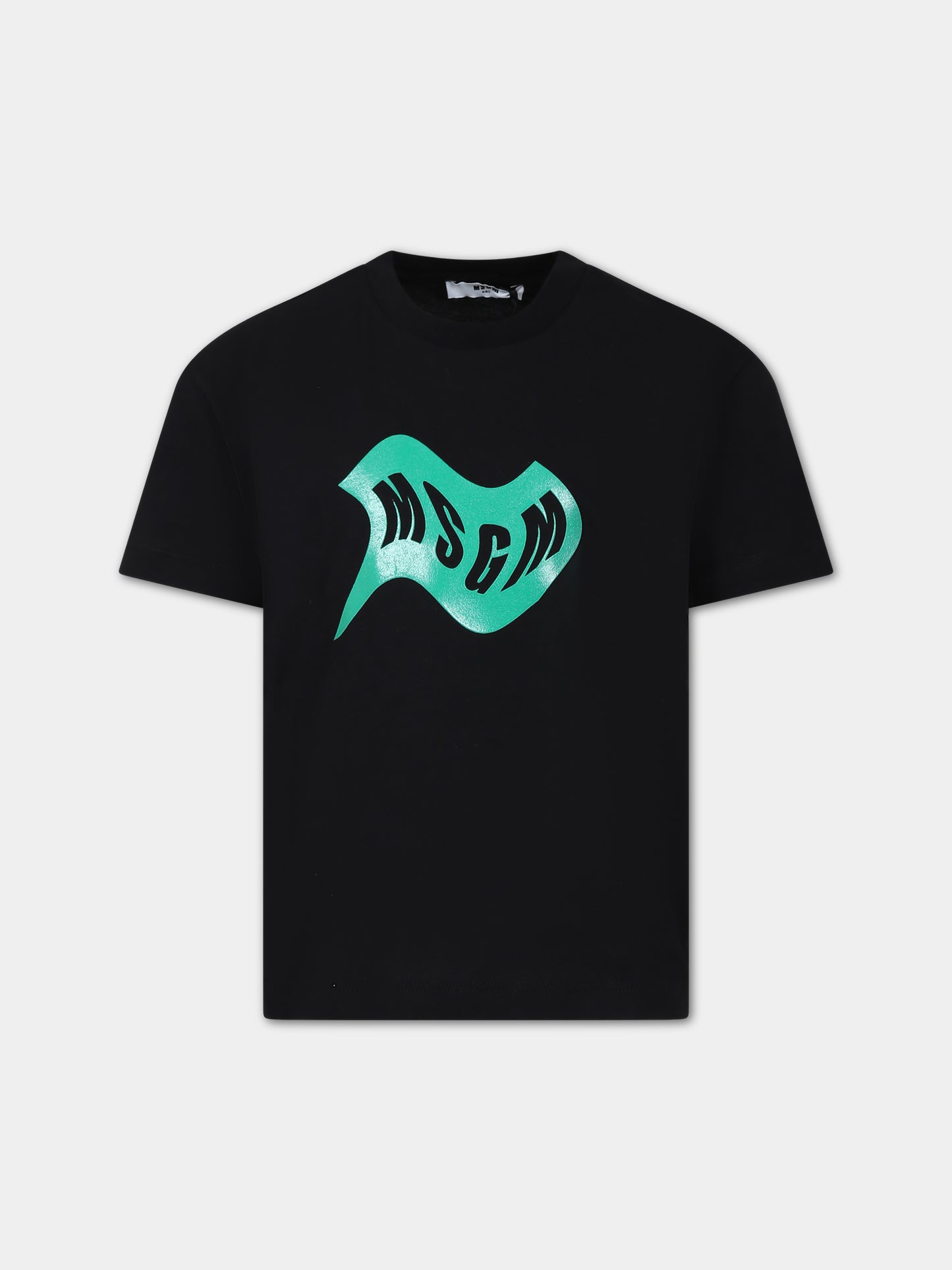 T-shirt nera per bambini con logo,Msgm Kids,F3MSJUTH005 110