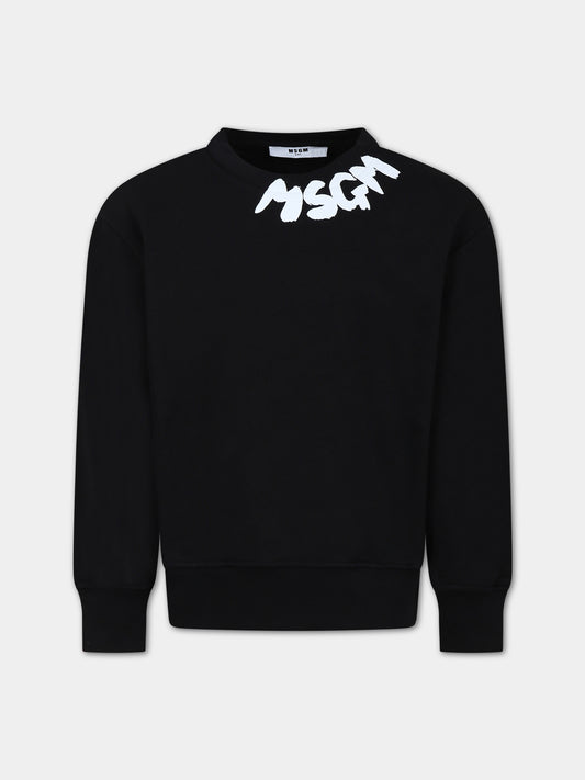 Felpa nera per bambini con logo,Msgm Kids,F3MSJUSW204 110