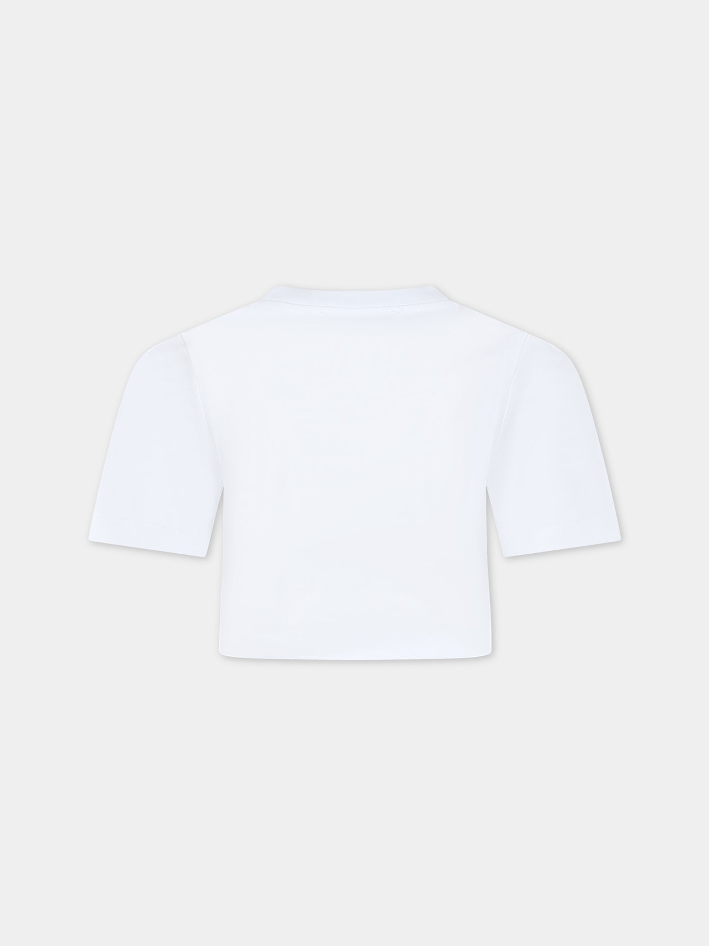T-shirt bianca per bambina con logo,Msgm Kids,F3MSJGTH083 001