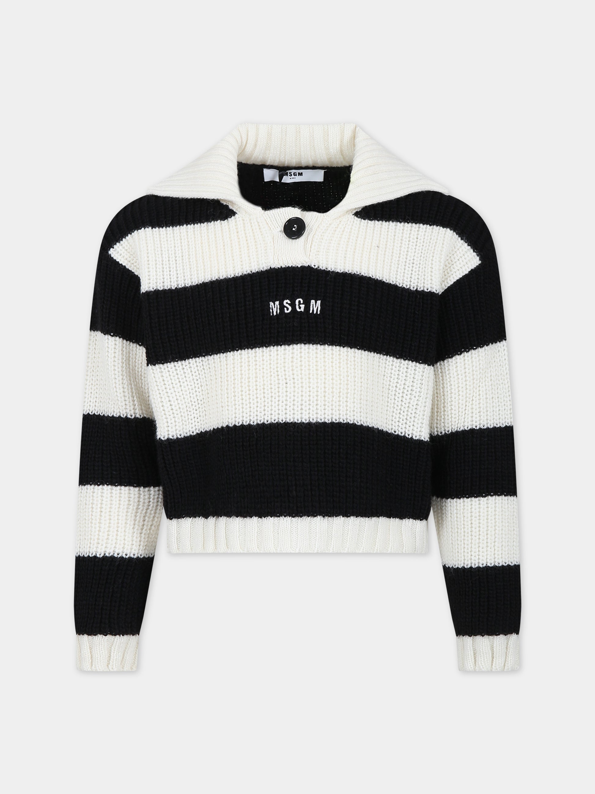 Maglione nero per bambina con logo,Msgm Kids,F3MSJGJP033 013/05