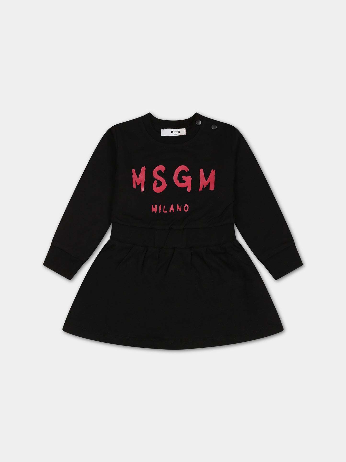 Vestito nero per neonata con logo,Msgm Kids,F3MSNGDR040 110/02