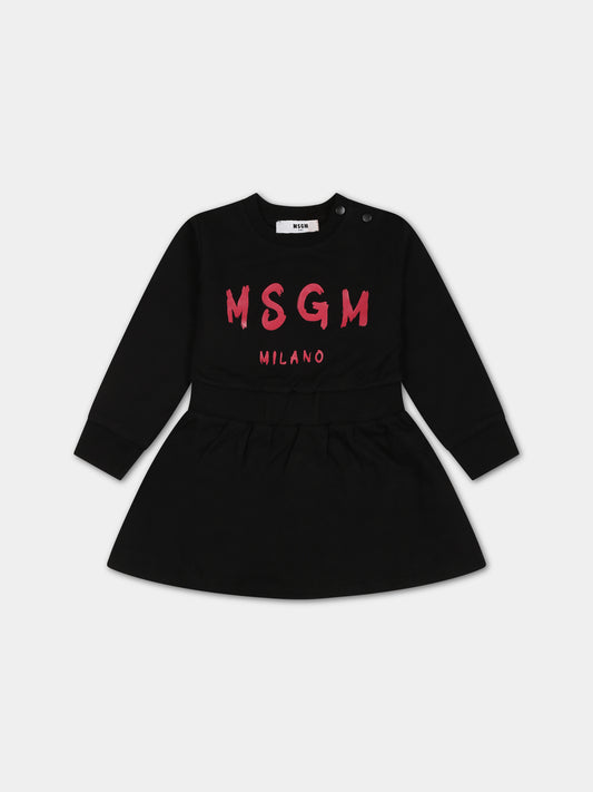 Vestito nero per neonata con logo,Msgm Kids,F3MSNGDR040 110/02