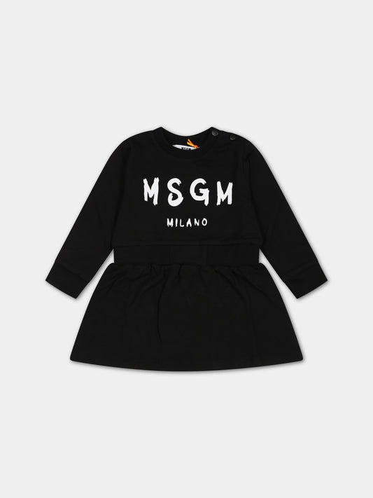 Vestito nero per neonata con logo,Msgm Kids,F3MSNGDR040 110