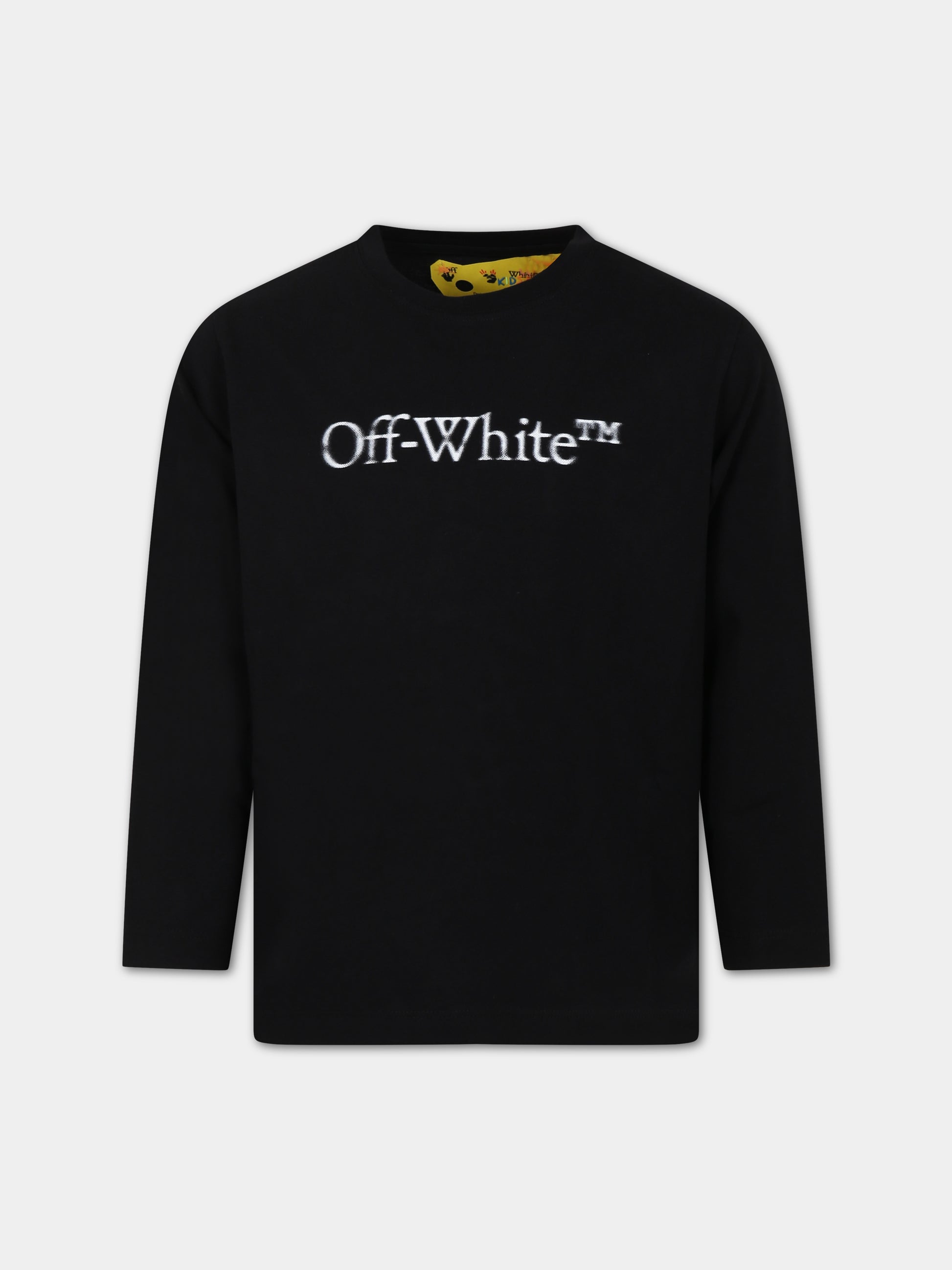 T-shirt nera per bambini con logo,Off White,OBAB001F23JER0021001