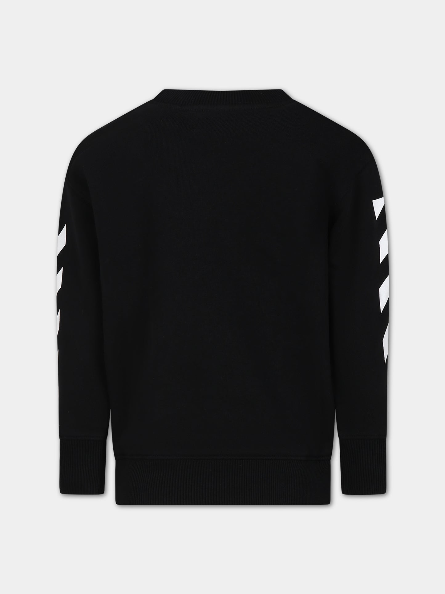 Felpa nera per bambini con logo,Off White,OBBA001F23FLE0091001