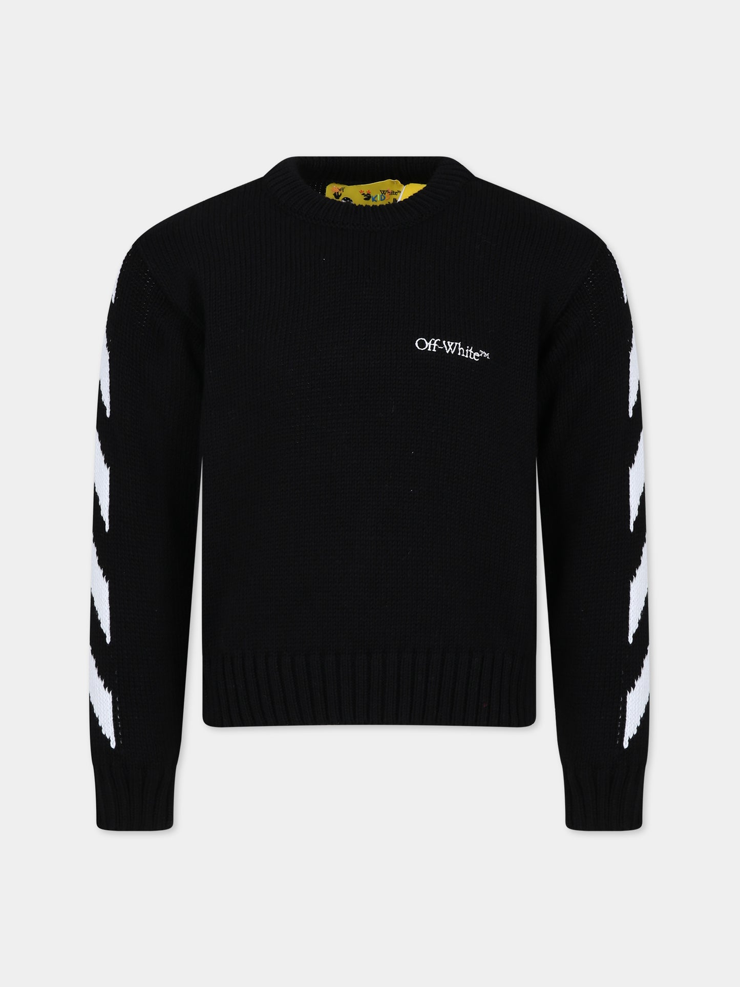 Maglione nero per bambini con logo,Off White,OBHE001F23KNI0011001