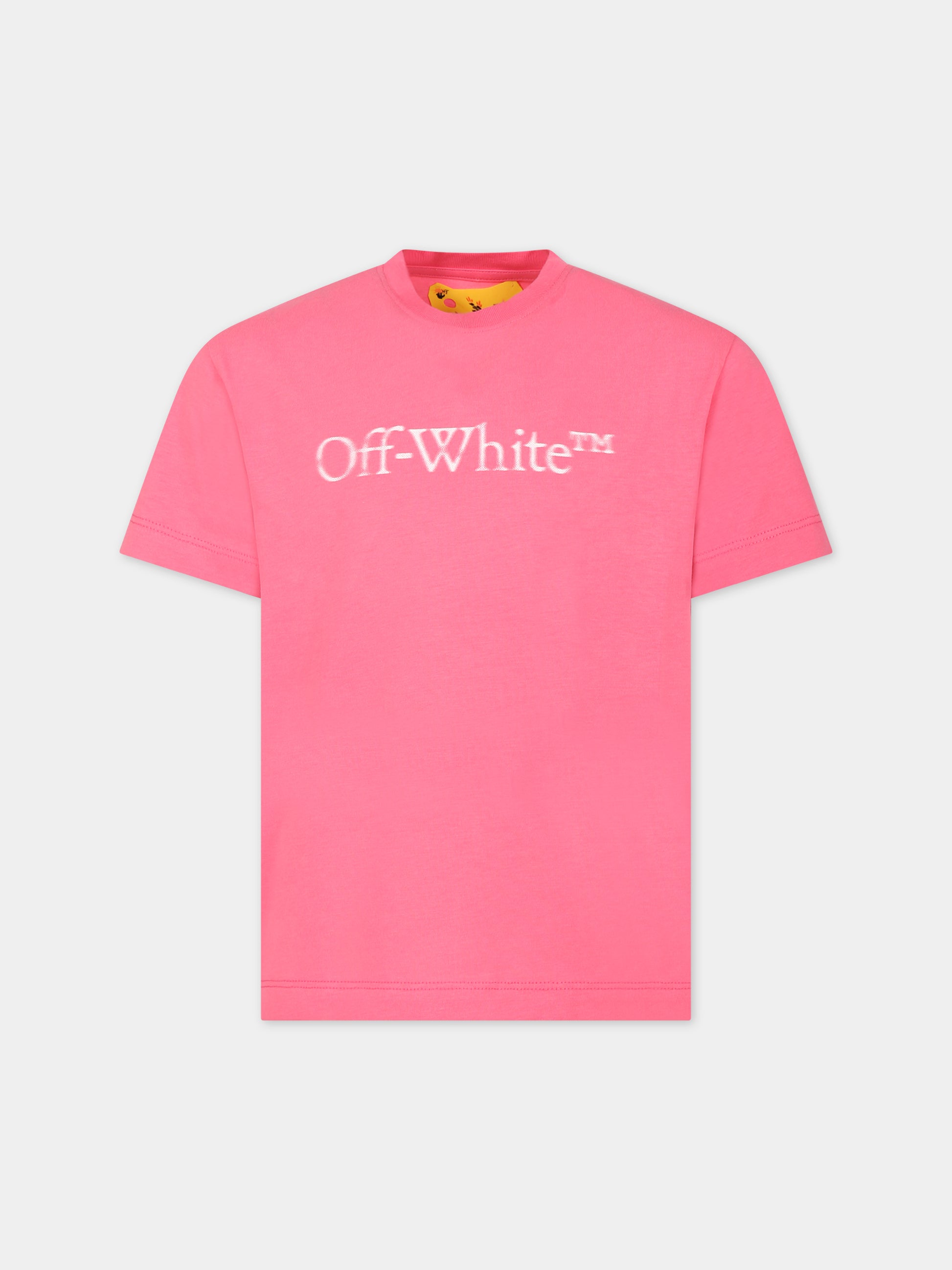 T-shirt fucsia per bambina con logo,Off White,OGAA001F23JER0033201