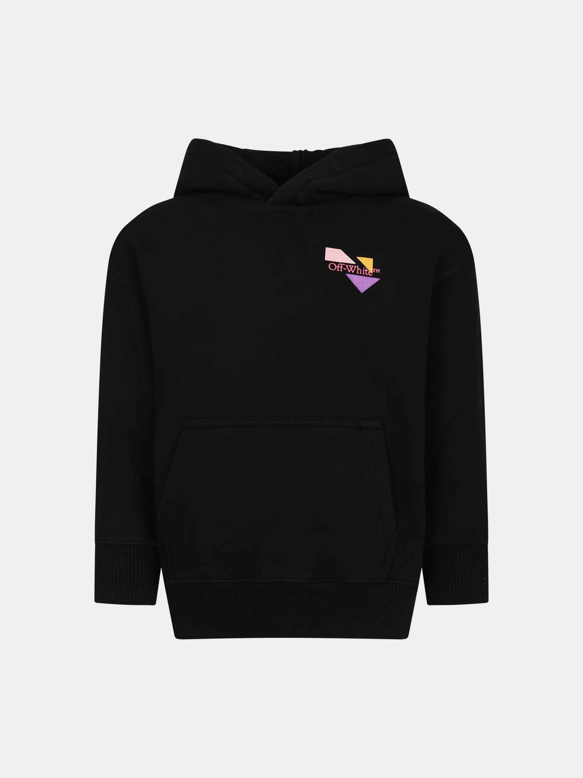 Felpa nera per bambina con logo,Off White,OGBB002F23FLE0041032