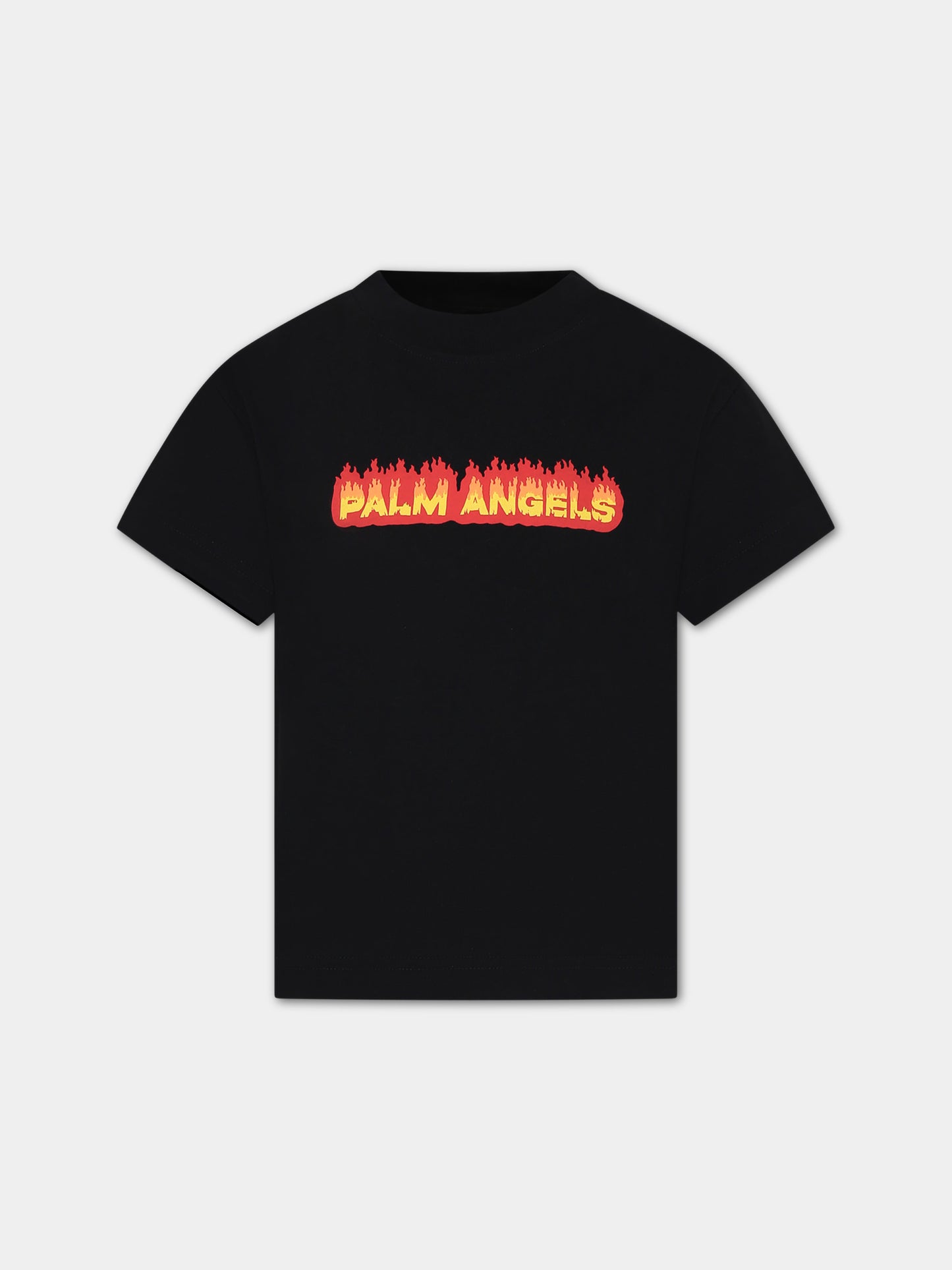 T-shrt nera per bambino con logo,Palm Angels,PBAA003F23JER0031025