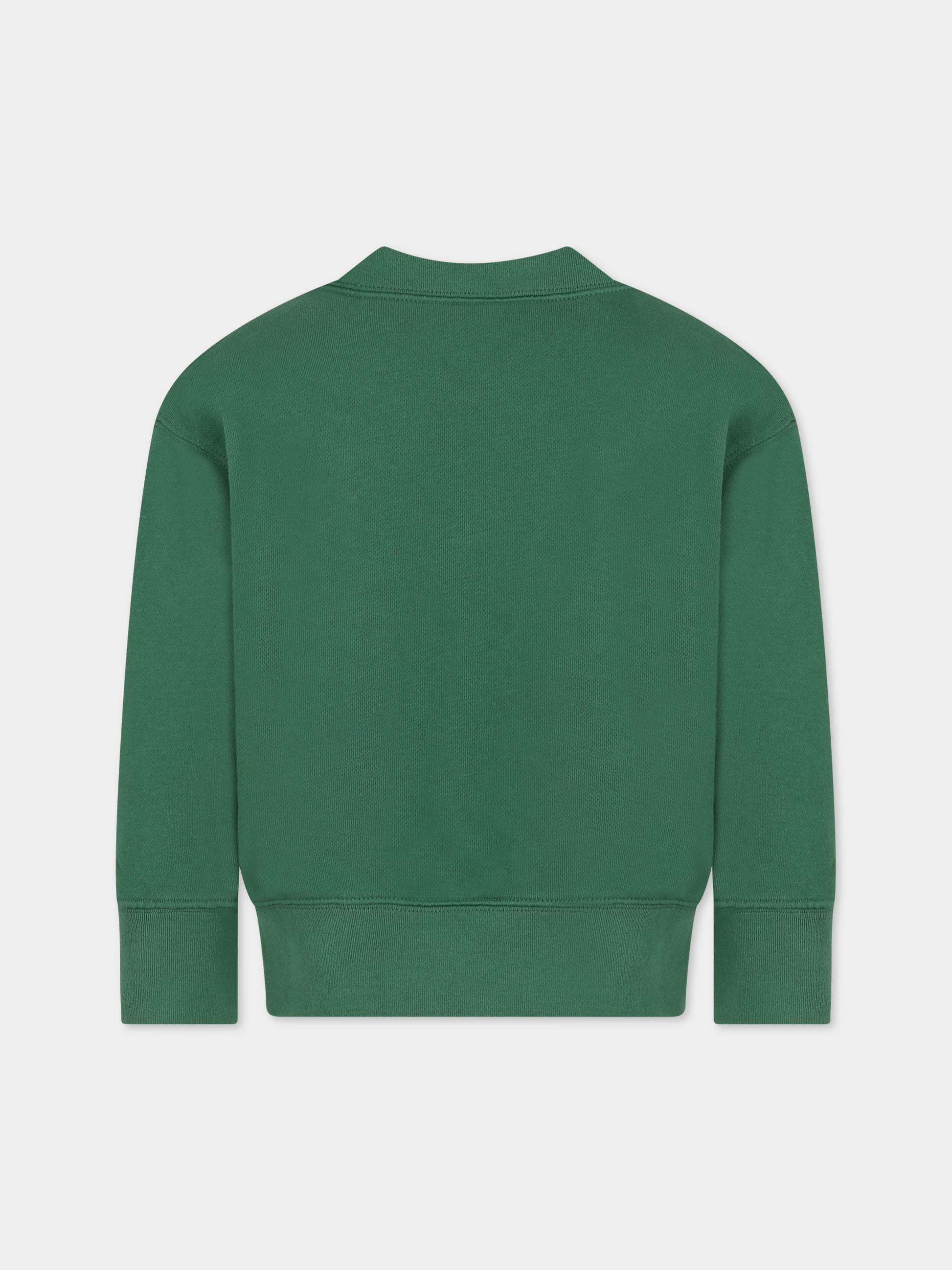Felpa verde per bambini con orso e logo,Palm Angels,PBBA001C99FLE0015560