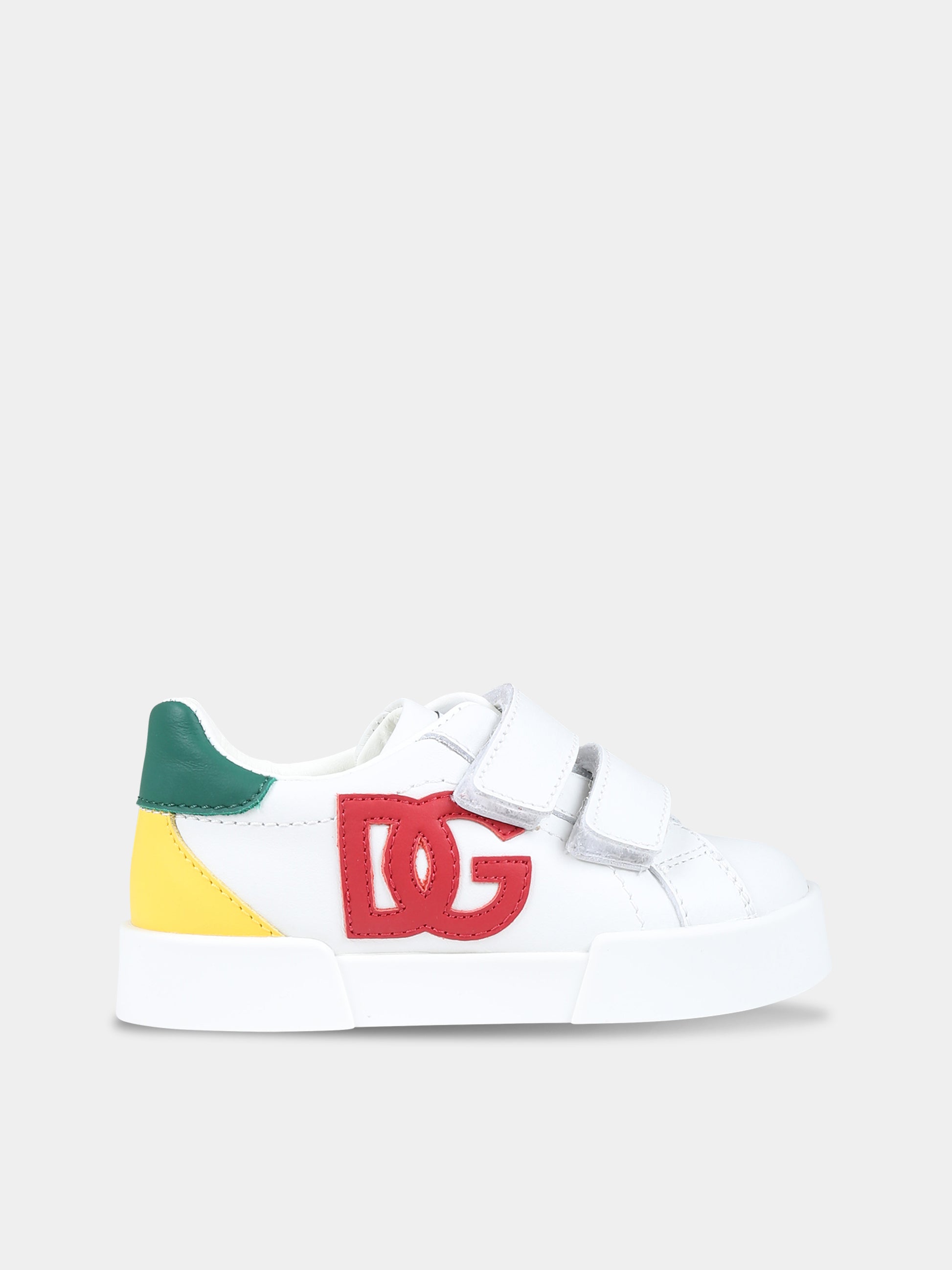 Sneakers bianche per bambini con logo,Dolce & Gabbana Kids,DN0194 AN384 8N530