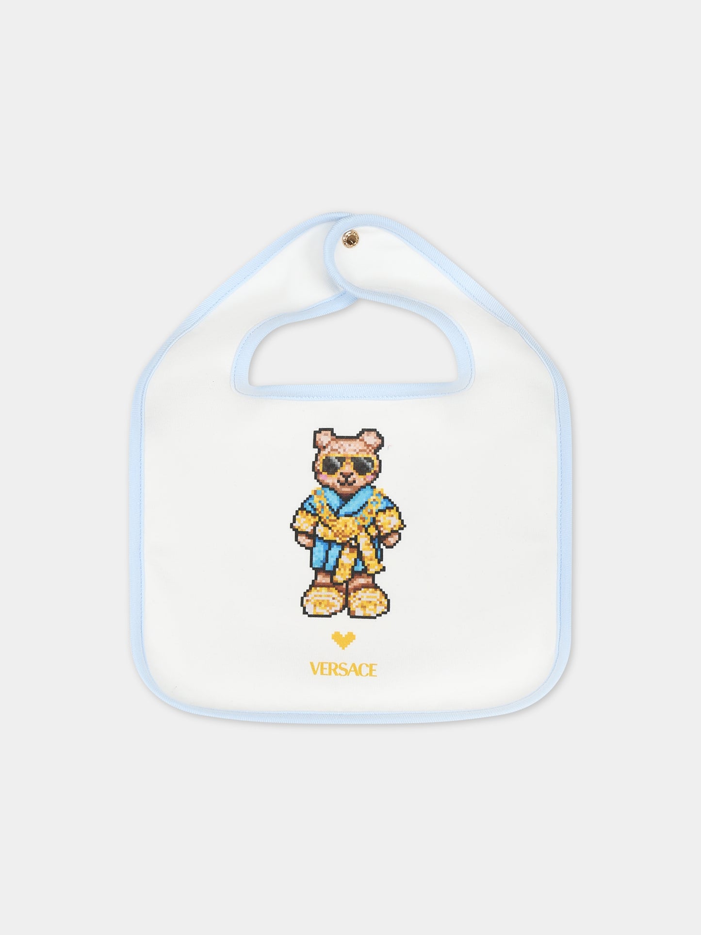 Set bianco per neonato con Teddy bear e logo,Versace,1011062 1A08117 2WH70