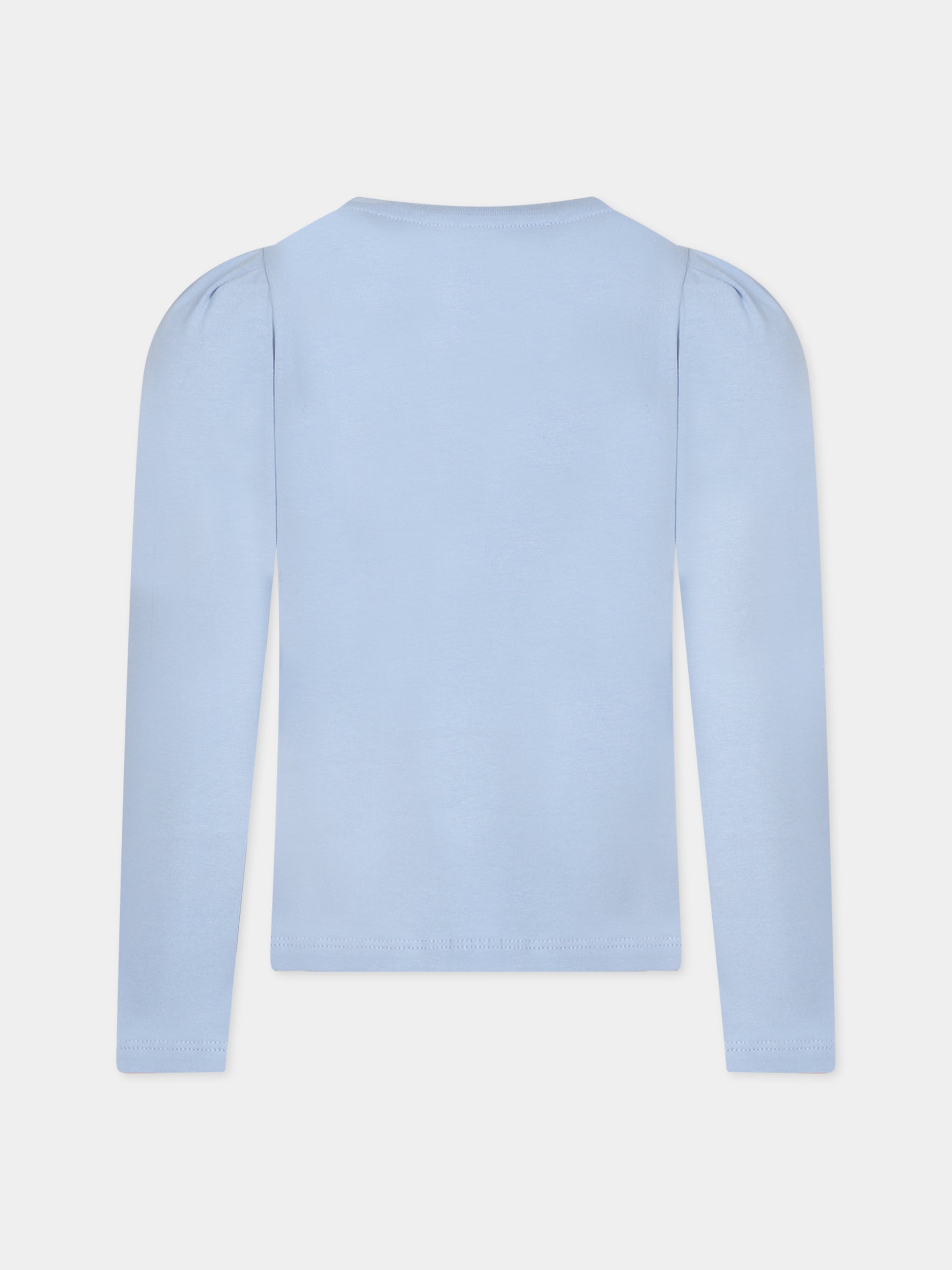 T-shirt celeste per bambina con logo,Blumarine Baby,IF3093 X0519