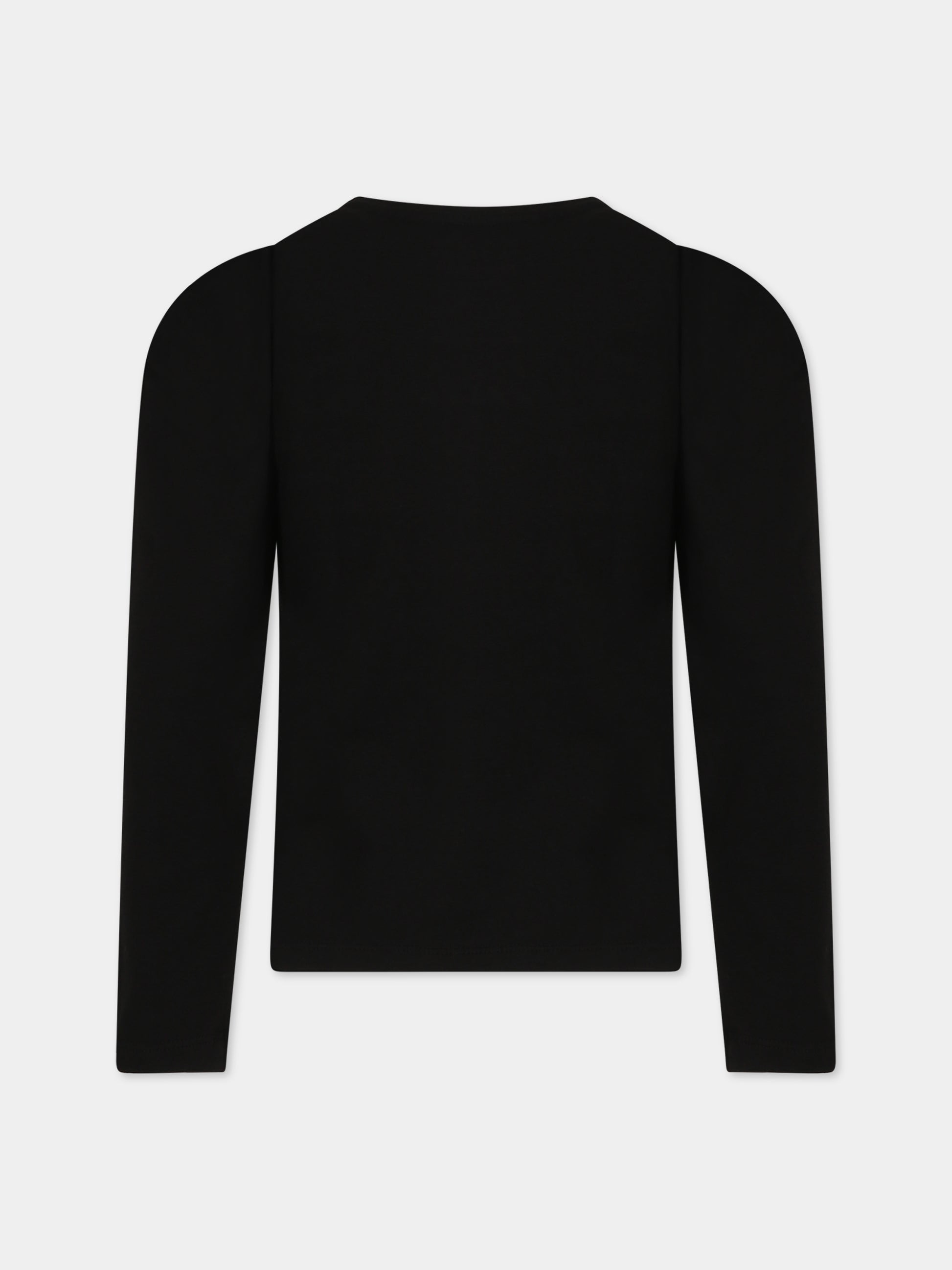 T-shirt nera per bambina con logo,Blumarine Baby,IF3093 22222