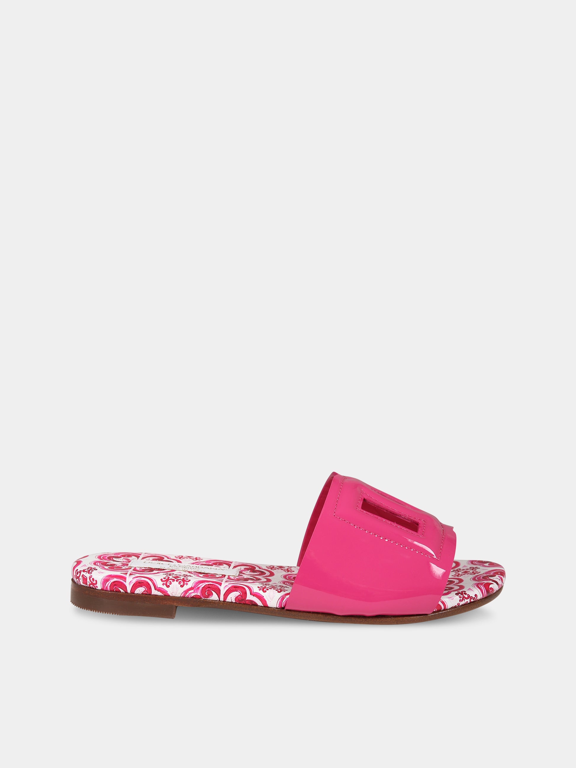 Ciabatte fucsia per bambina con logo,Dolce & Gabbana Kids,D11032 A1067 80411