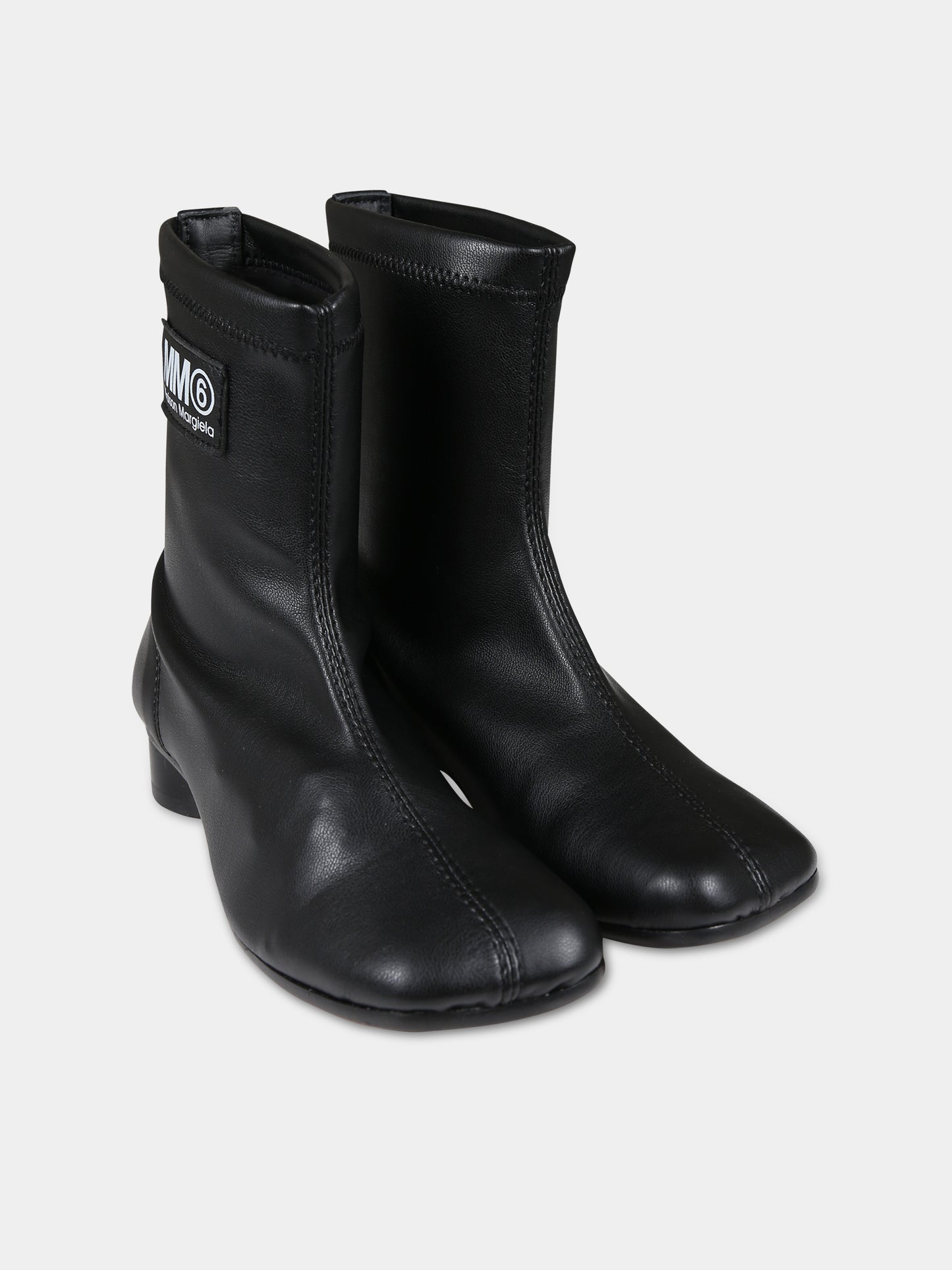 Stivaletti neri per bambina con logo,Mm6 Maison Margiela,75007 1