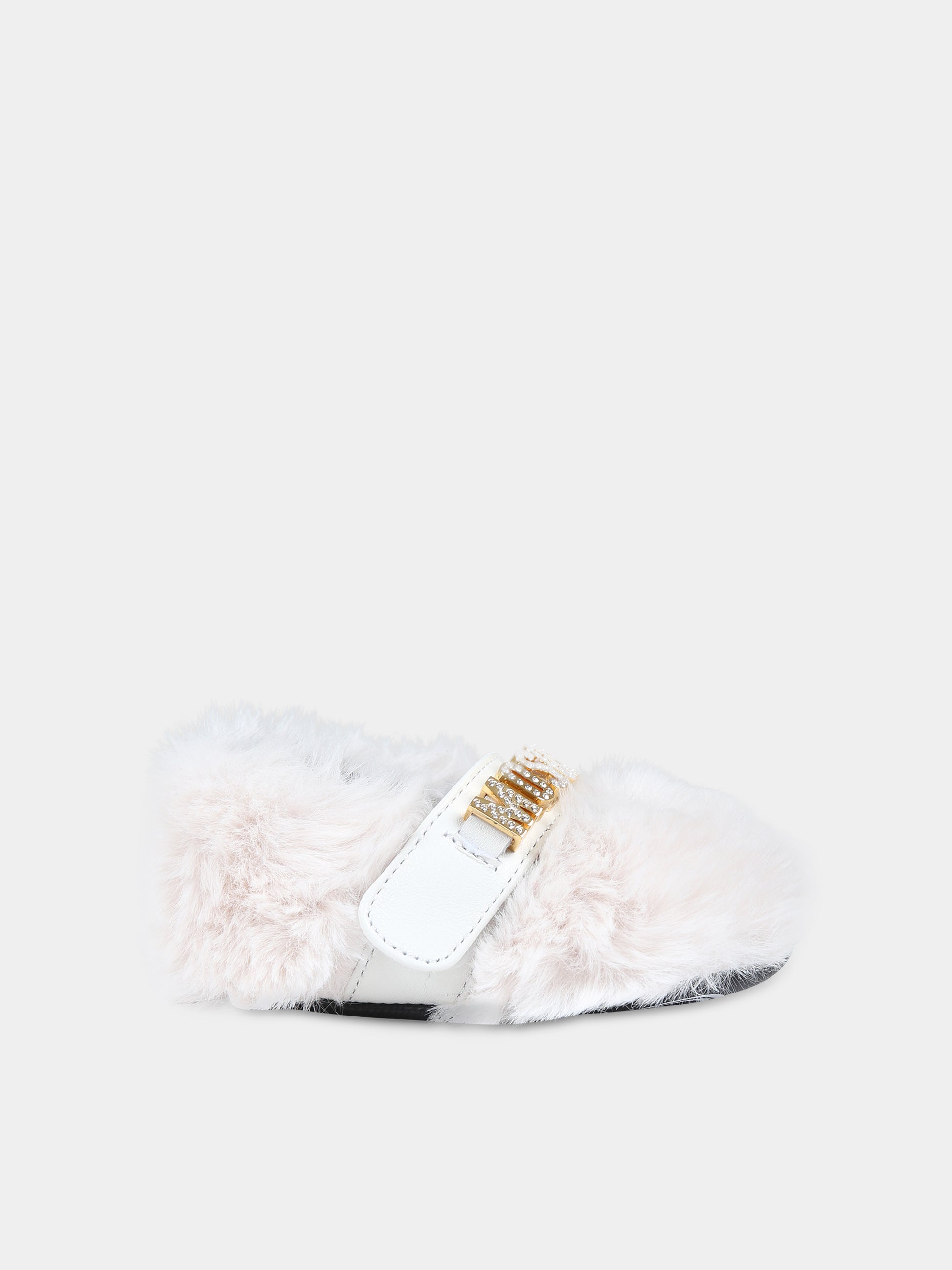 Ballerine avorio per neonata con logo,Moschino Kids,75808 2