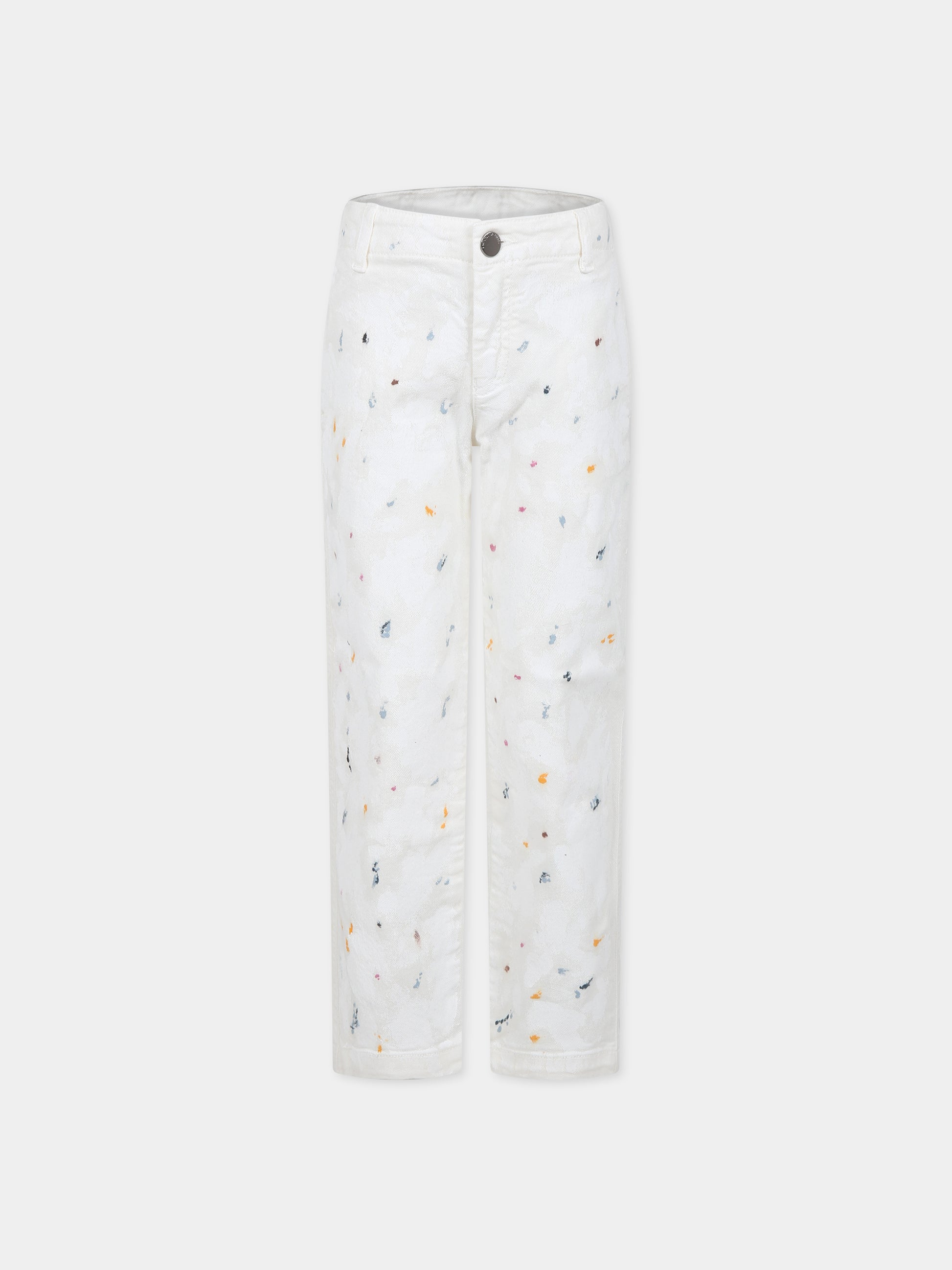 Jeans bianchi per bambno con logo,Armani Junior,6R4P7E 3N5MZ 01I2