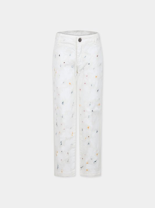 Jeans bianchi per bambno con logo,Armani Junior,6R4P7E 3N5MZ 01I2