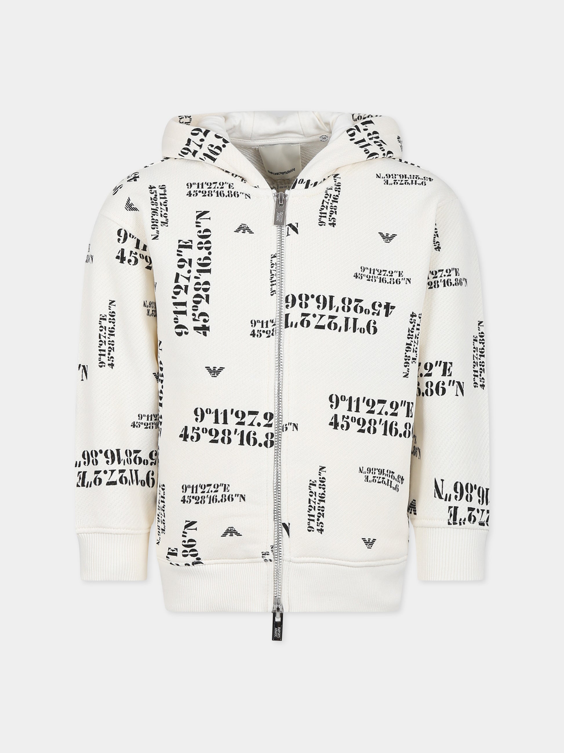 Felpa avorio per bambino con aquilotto,Armani Junior,6R3M9K 2JGCZ F1I2