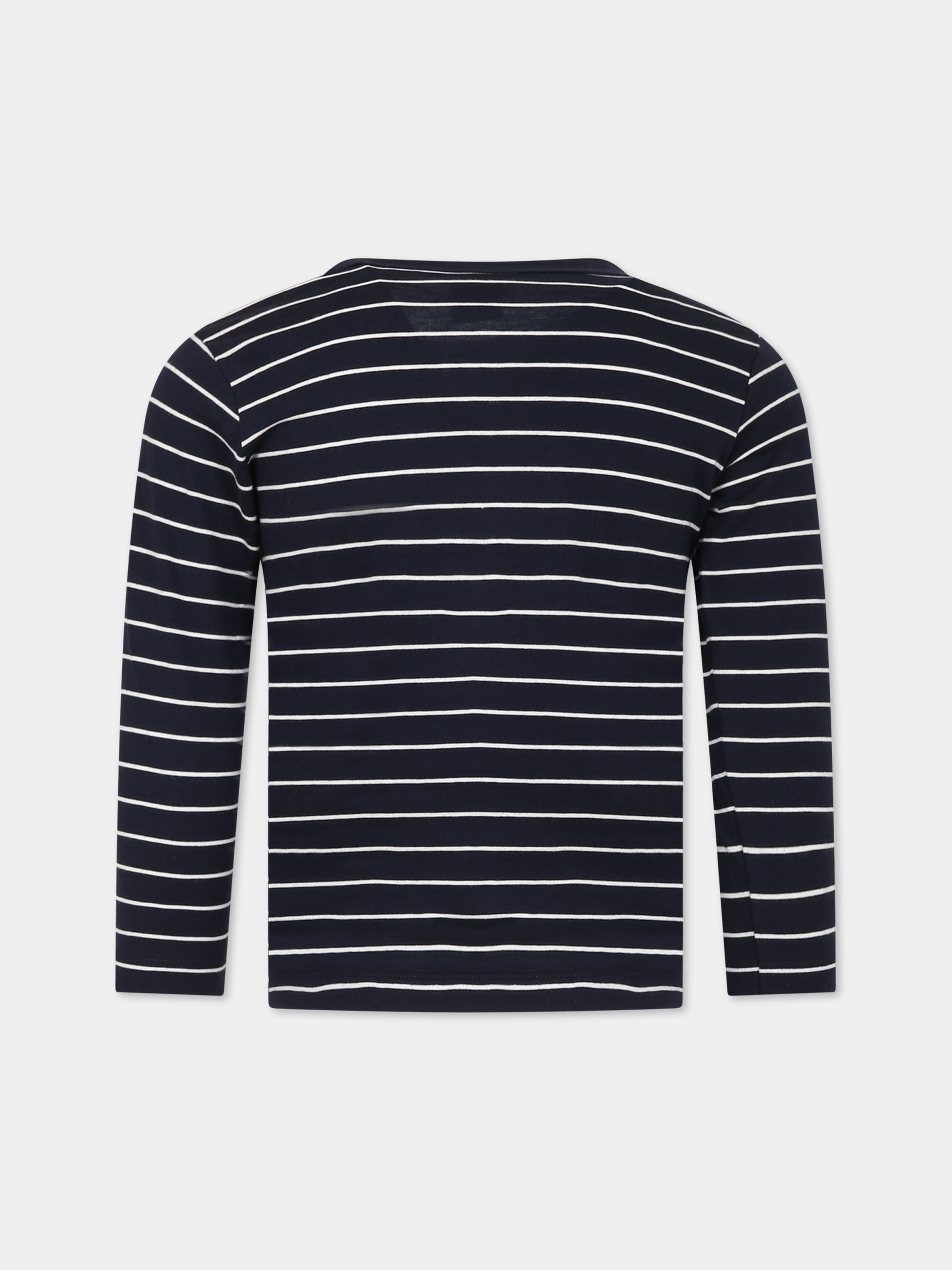 T-shirt blu per bambino con logo,Petit Bateau,A080S 01