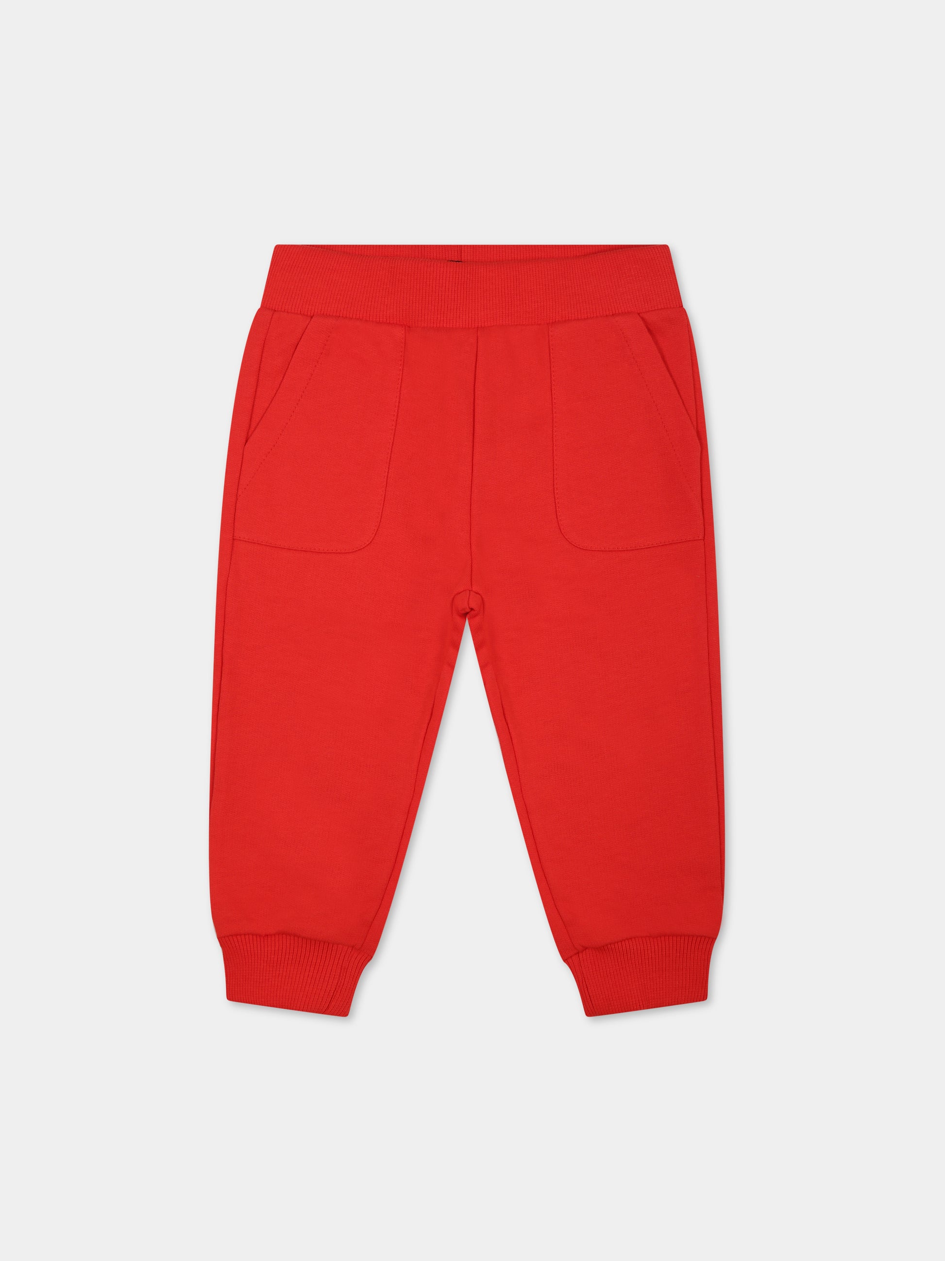 Pantaloni rossi per neonati con Teddy bear e logo,Moschino Kids,MUP048 LCA40 50109