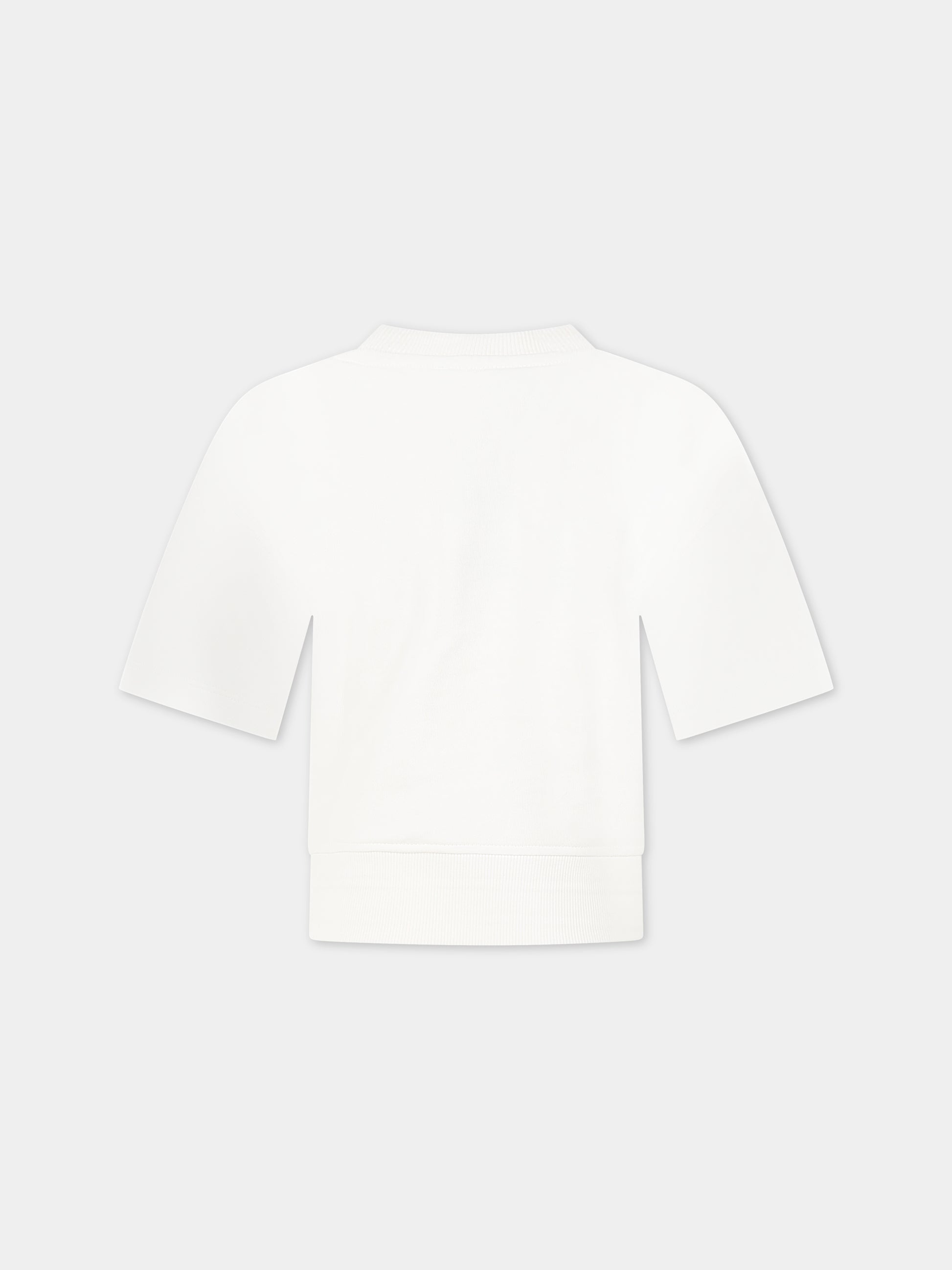 Felpa bianca per bambini con Teddy Bear e logo,Moschino Kids,HUF06X LCA28 10063 