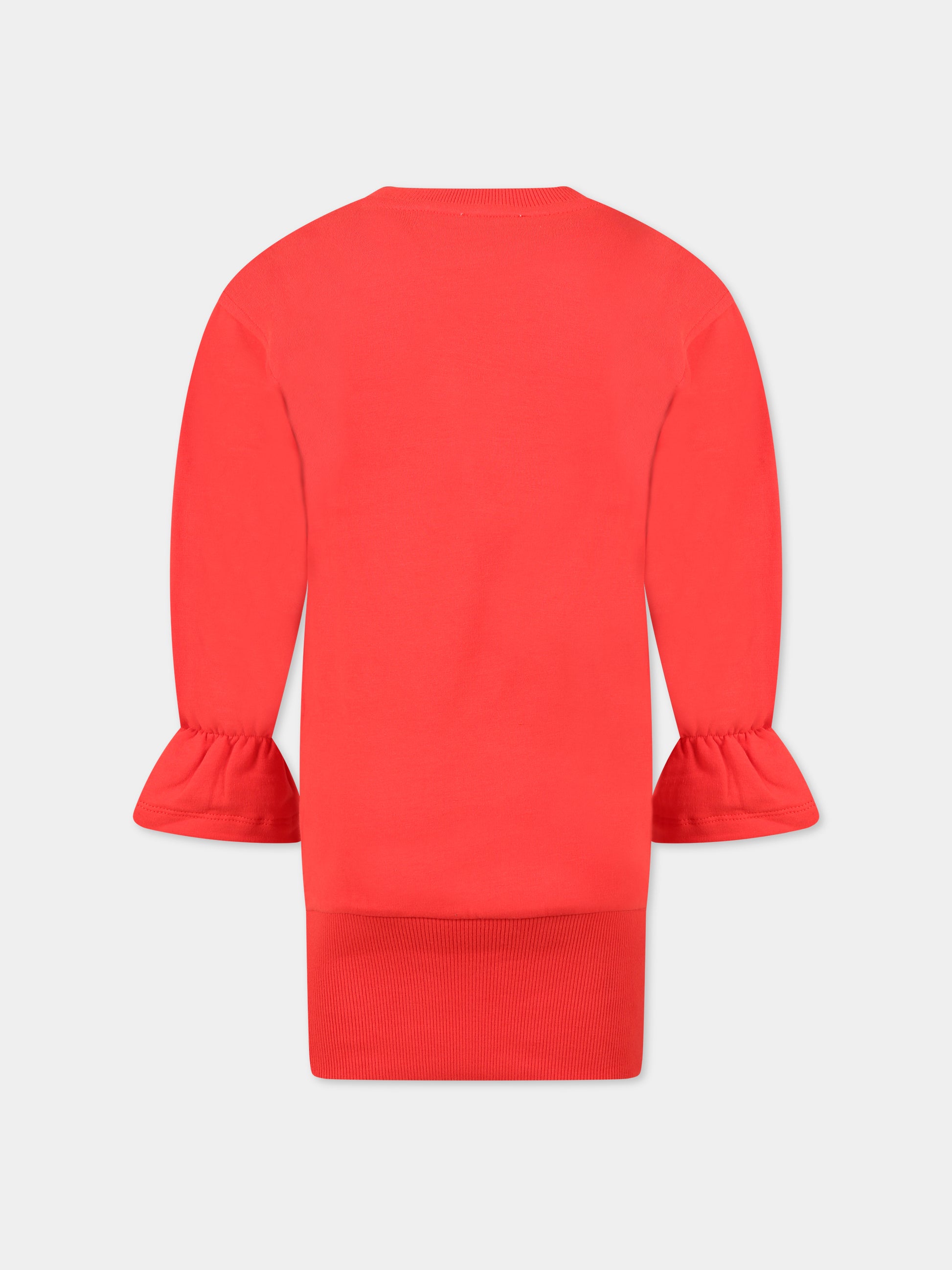 Vestito rosso per bambina con Teddy Bear e logo,Moschino Kids,HDV0BX LDA16 50109