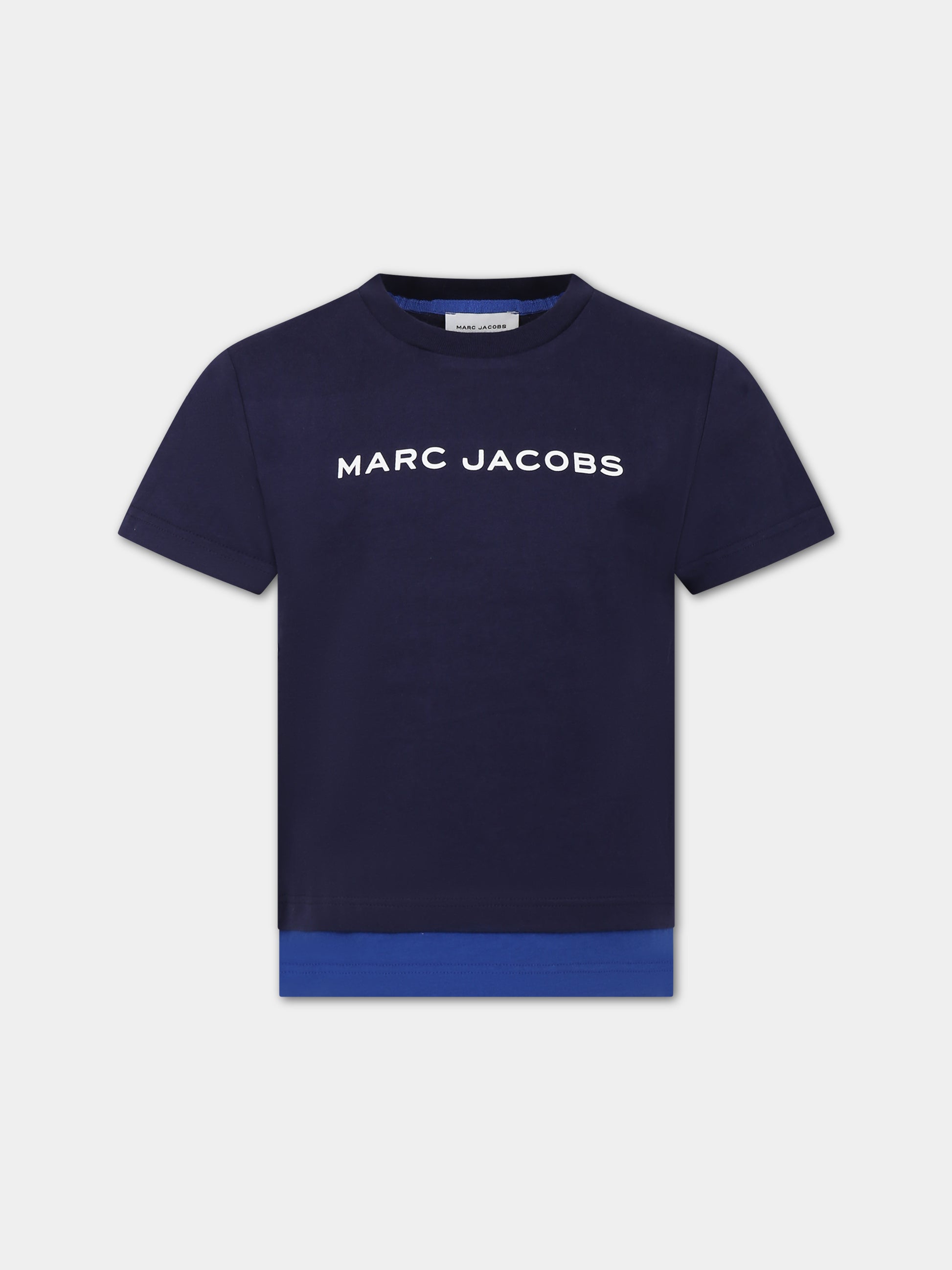 T-shirt blu per bambino con logo,Little Marc Jacobs,W25601 83E