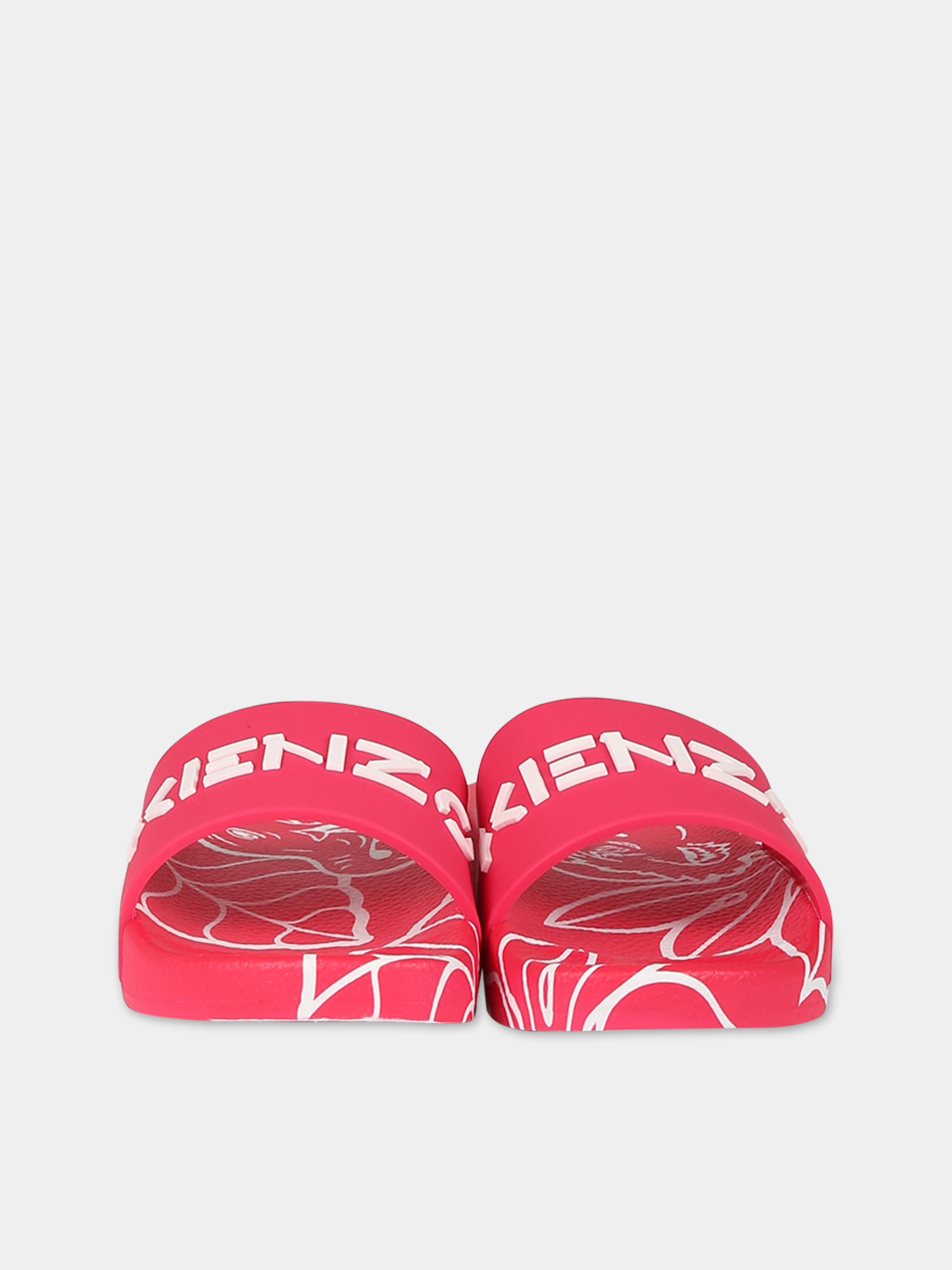 Ciabatte fucsia per bambina con logo,Kenzo Kids,K59051 49F