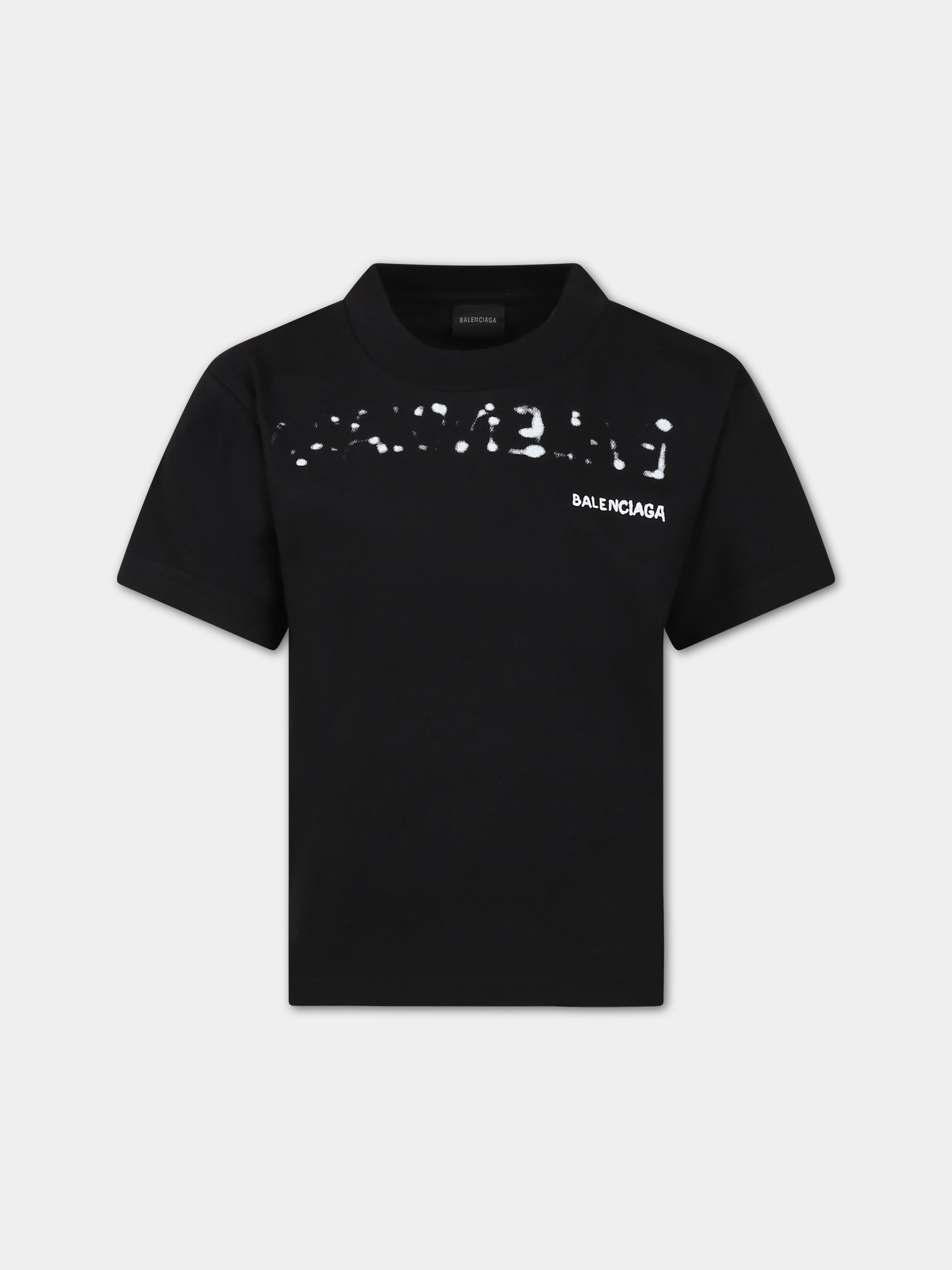 T-shirt nera per bambini con logo,Balenciaga,681864 TOVT5 1070