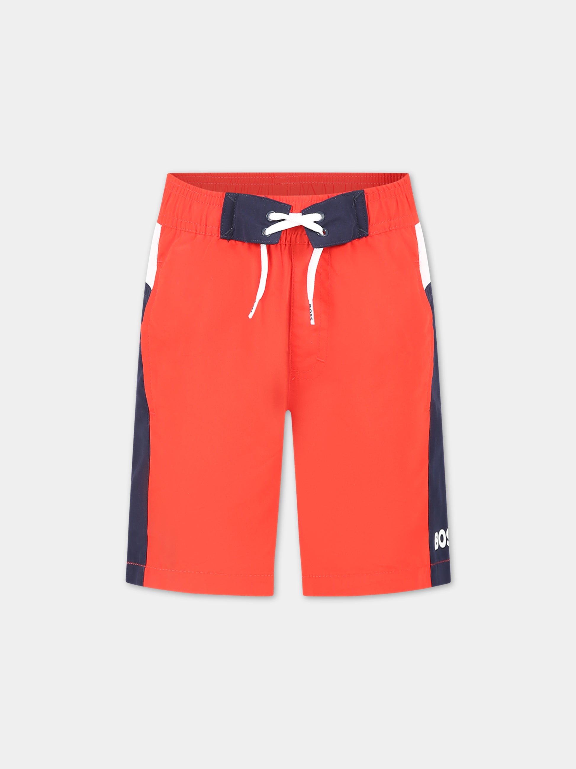 Boxer-mare rosso per bambino con logo,Hugo Boss,J24773 992