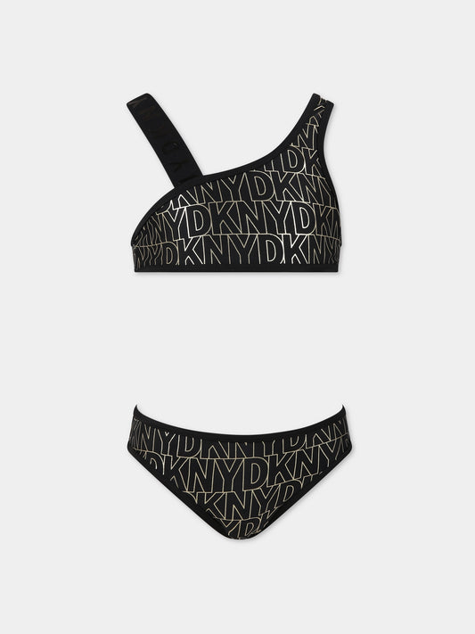 Bikini multicolor per bambina con logo,Dkny,D37108 M15