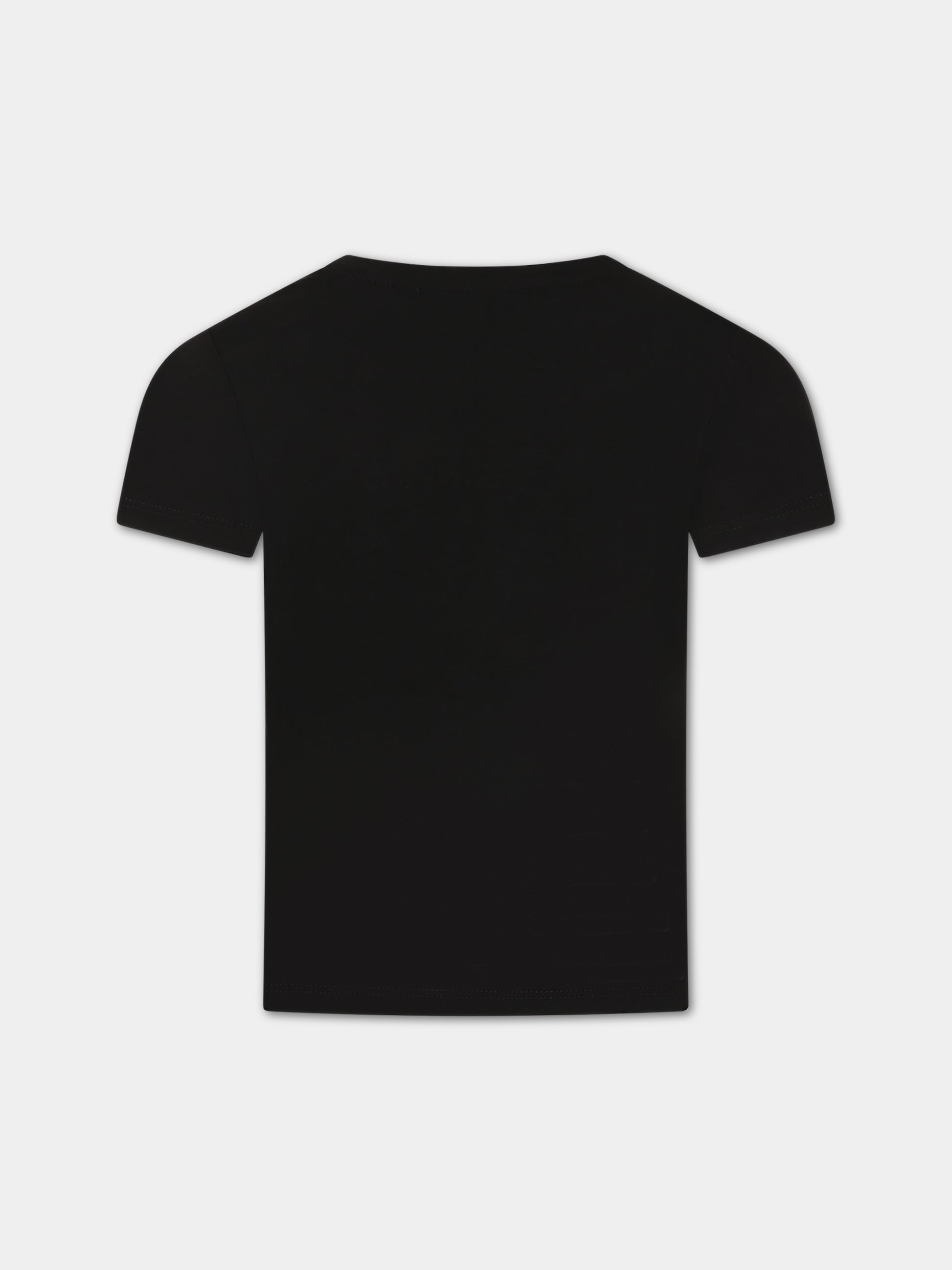 T-shirt nera per bambina con logo,Karl Lagerfeld Kids,Z15351 09B