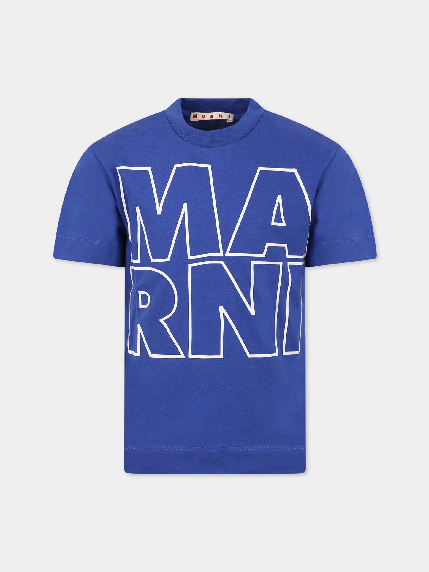 T-shirt blu per bambini con logo,Marni Kids,M00791 M00L9 0M833