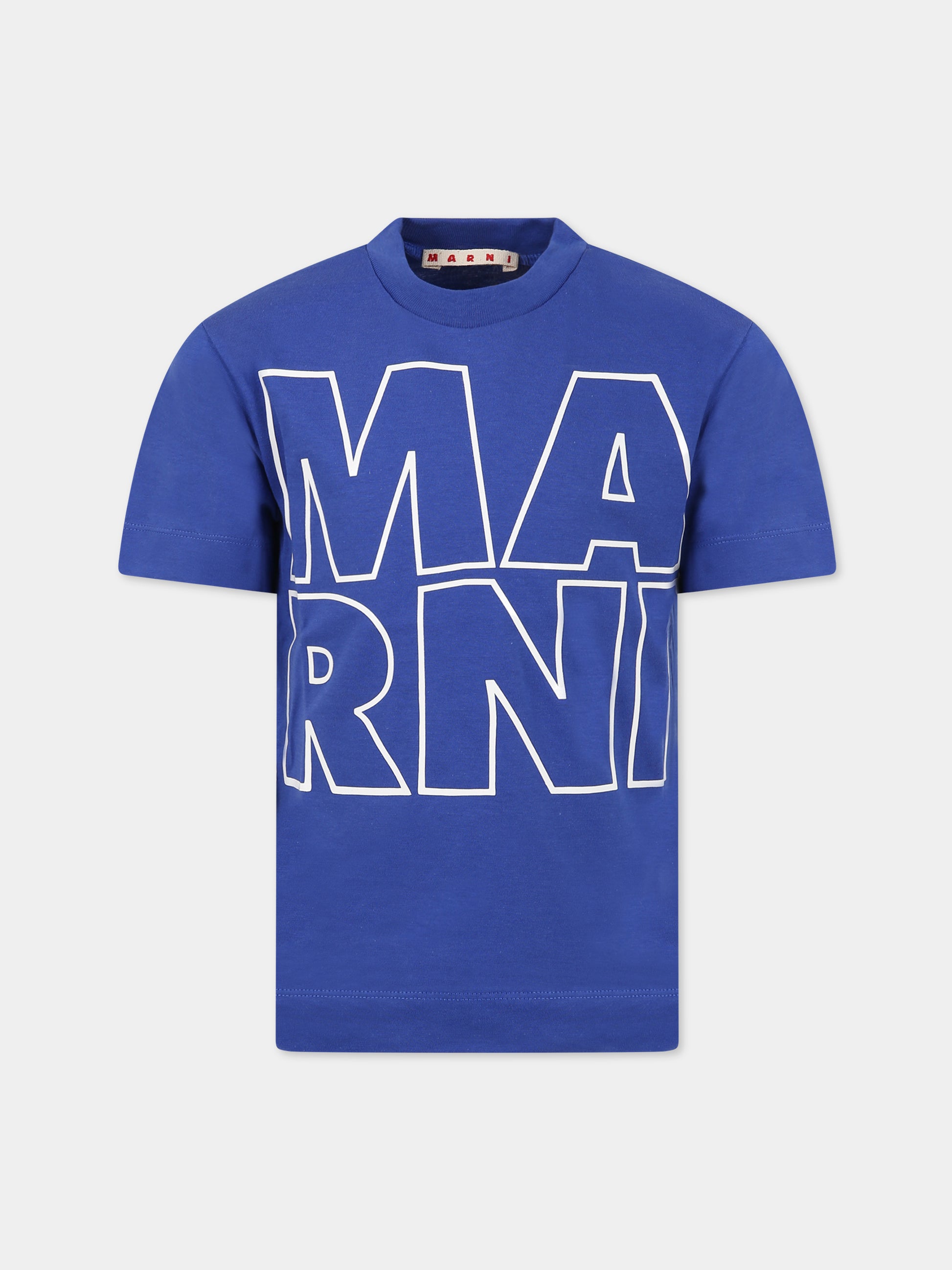 T-shirt blu per bambini con logo,Marni Kids,M00791 M00L9 0M833
