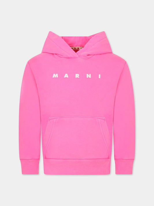 Felpa fucsia per bambina con logo,Marni Kids,M00696 M00PD 0M334