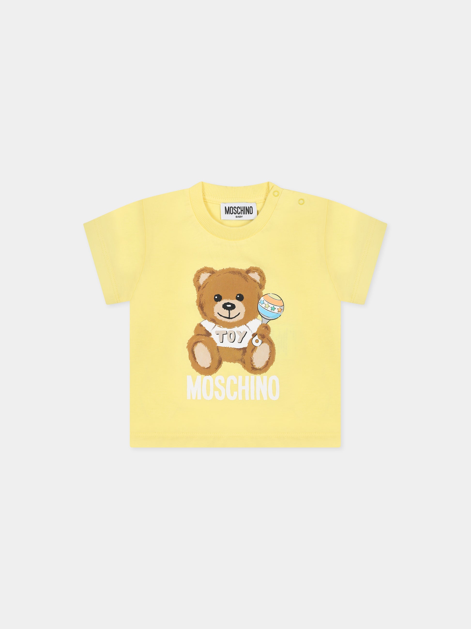 T-shirt gialla per neonati con Teddy Bear e logo,Moschino Kids,MOM032 LAA03 50230