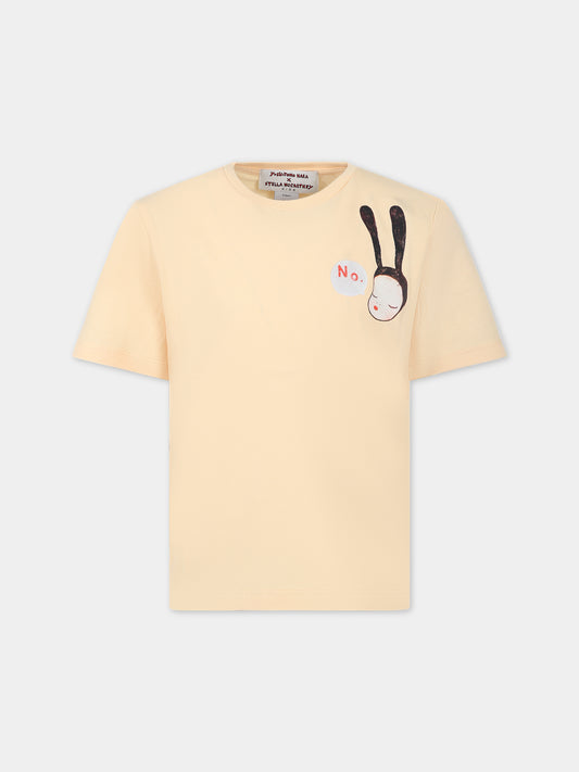 T-shirt arancione per bambina con coniglietto,Stella Mccartney Kids,TS8E51 Z0434 454